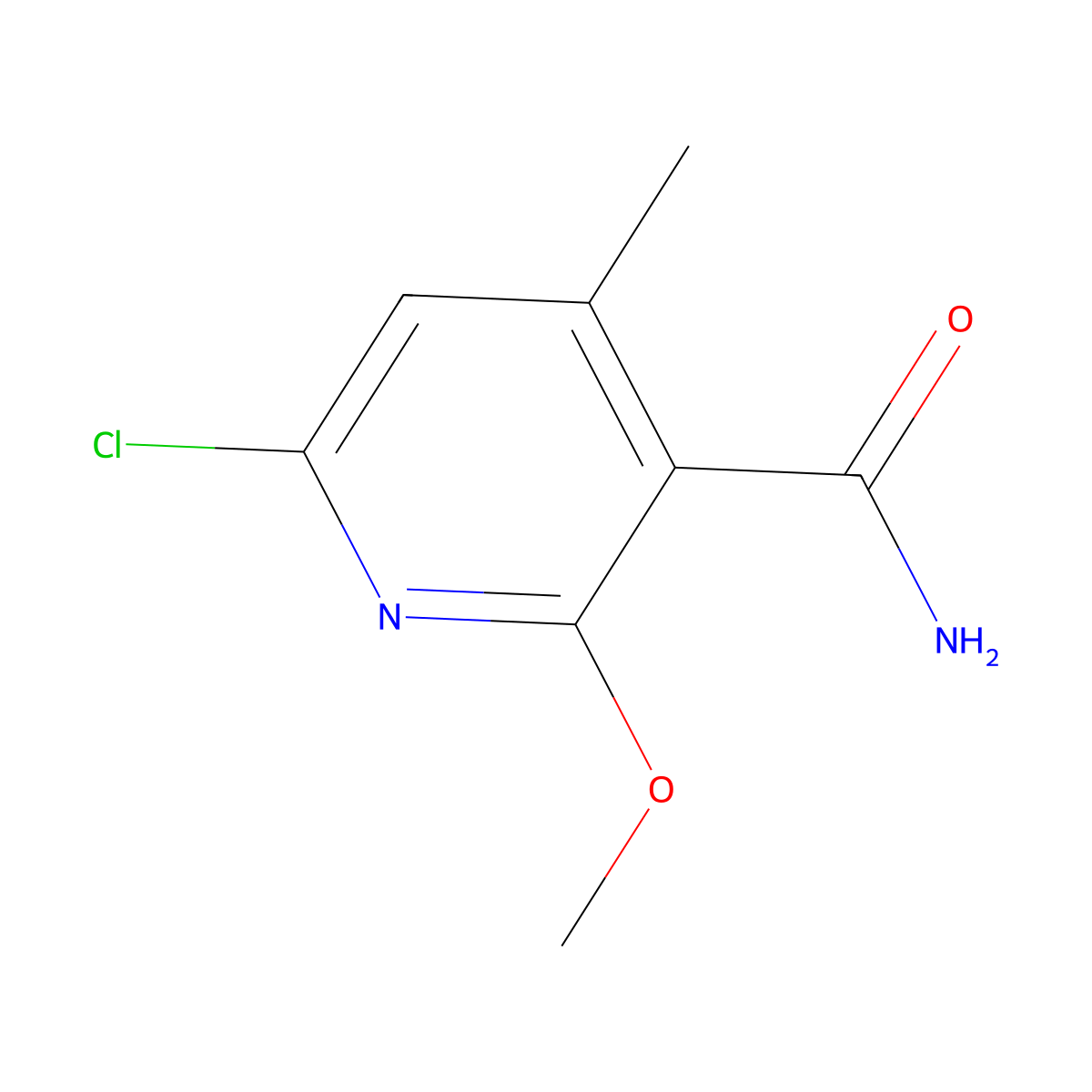 6-Chloro-2-methoxy-4-methylpyridine-3-carboxamide molecular structure, CAS 309284-19-3