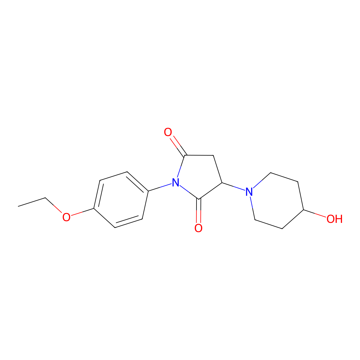 1-(4-Ethoxyphenyl)-3-(4-hydroxypiperidin-1-yl)pyrrolidine-2,5-dione molecular structure, CAS 309285-61-8