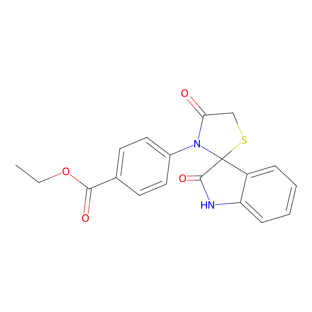 Ethyl 4-(2,4'-dioxospiro[indoline-3,2'-thiazolidin]-3'-yl)benzoate molecular structure, CAS 309285-81-2
