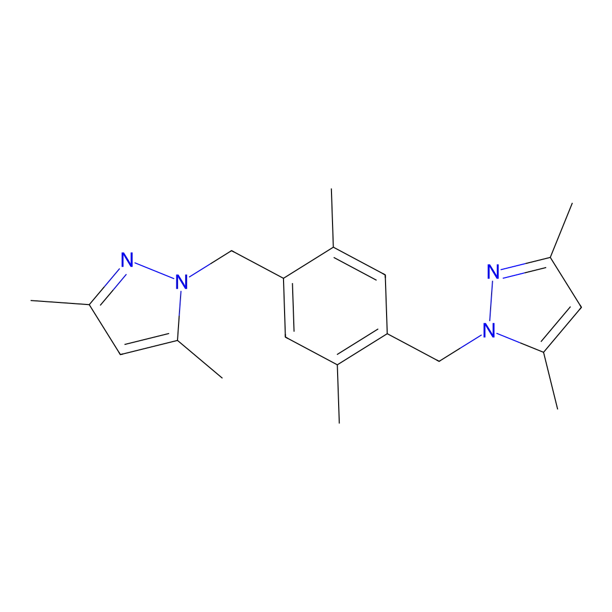 1-[[4-[(3,5-Dimethylpyrazol-1-yl)methyl]-2,5-dimethylphenyl]methyl]-3,5-dimethylpyrazole molecular structure, CAS 309286-26-8