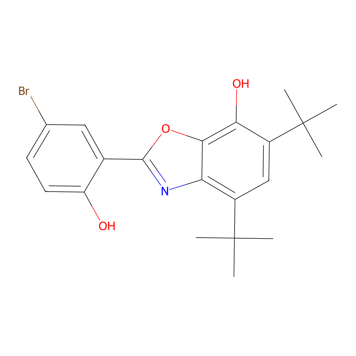 2-(5-Bromo-2-hydroxyphenyl)-4,6-di-tert-butyl-1,3-benzoxazol-7-ol molecular structure, CAS 309286-48-4