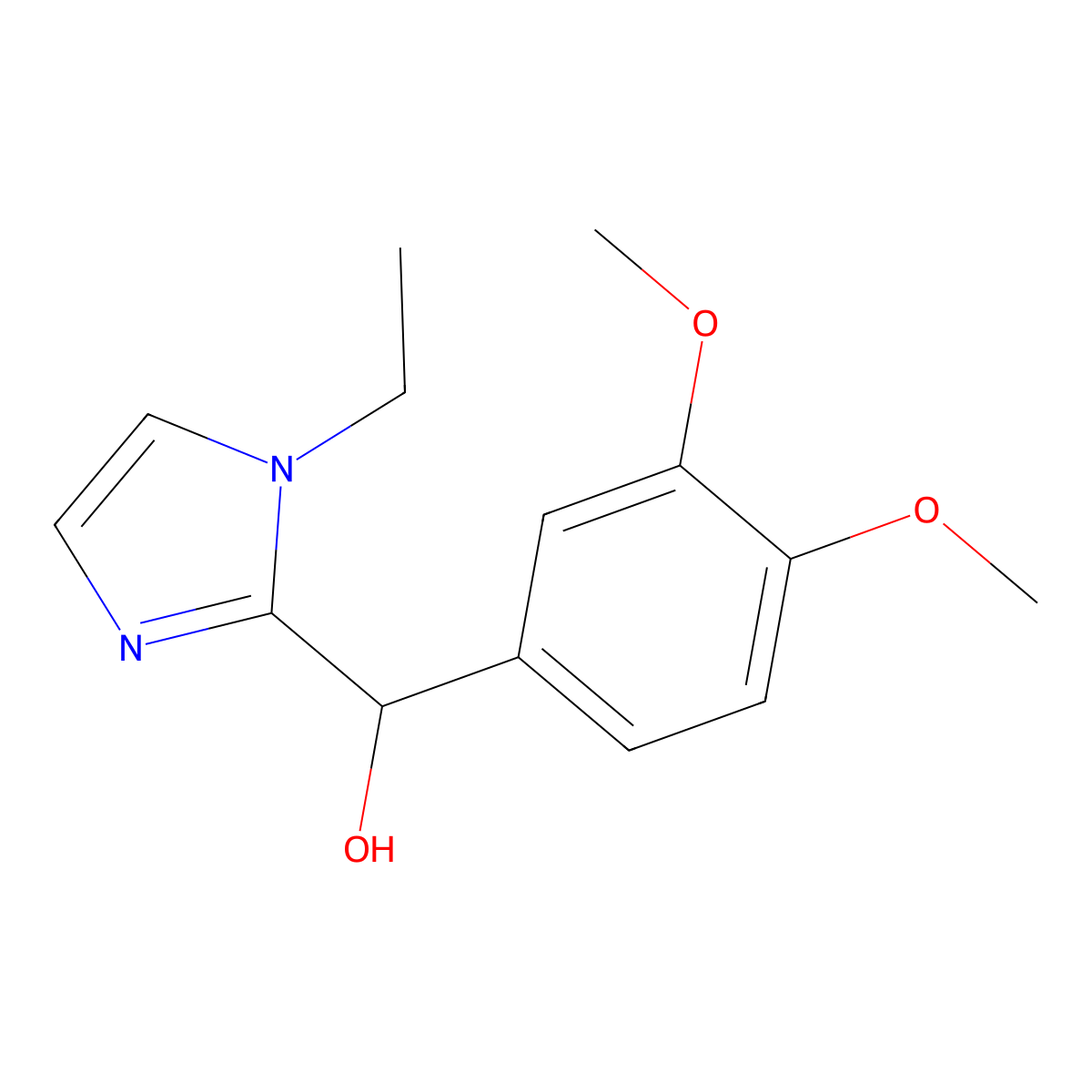 (3,4-dimethoxyphenyl)(1-ethyl-1H-imidazol-2-yl)methanol molecular structure, CAS 309286-61-1