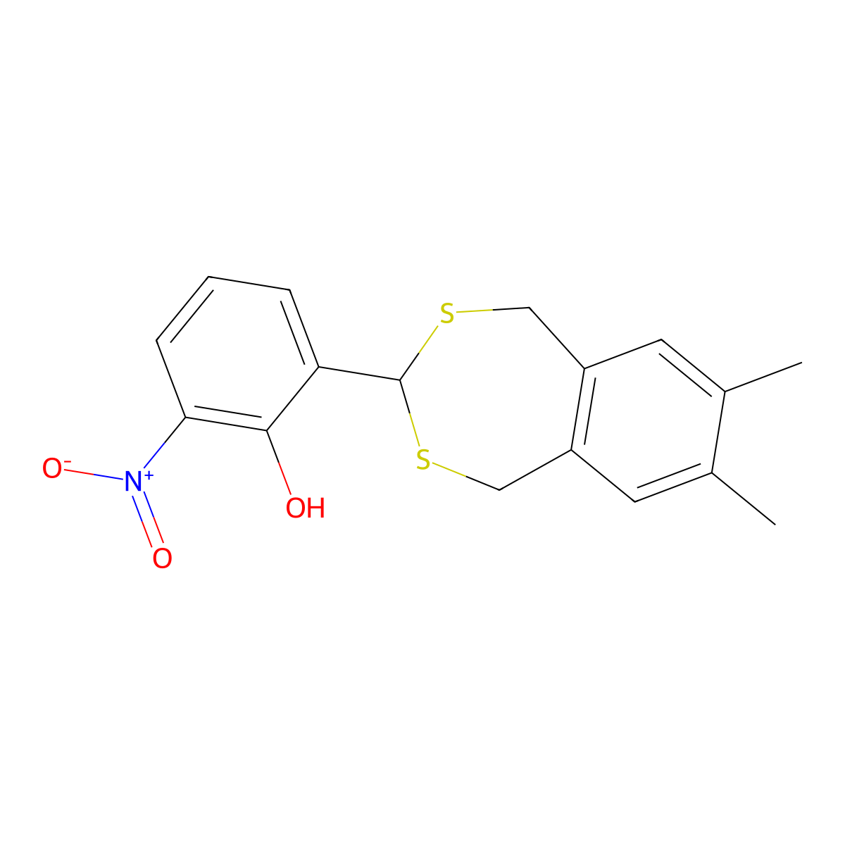 2-(7,8-Dimethyl-1,5-dihydro-2,4-benzodithiepin-3-yl)-6-nitrophenol molecular structure, CAS 309286-71-3