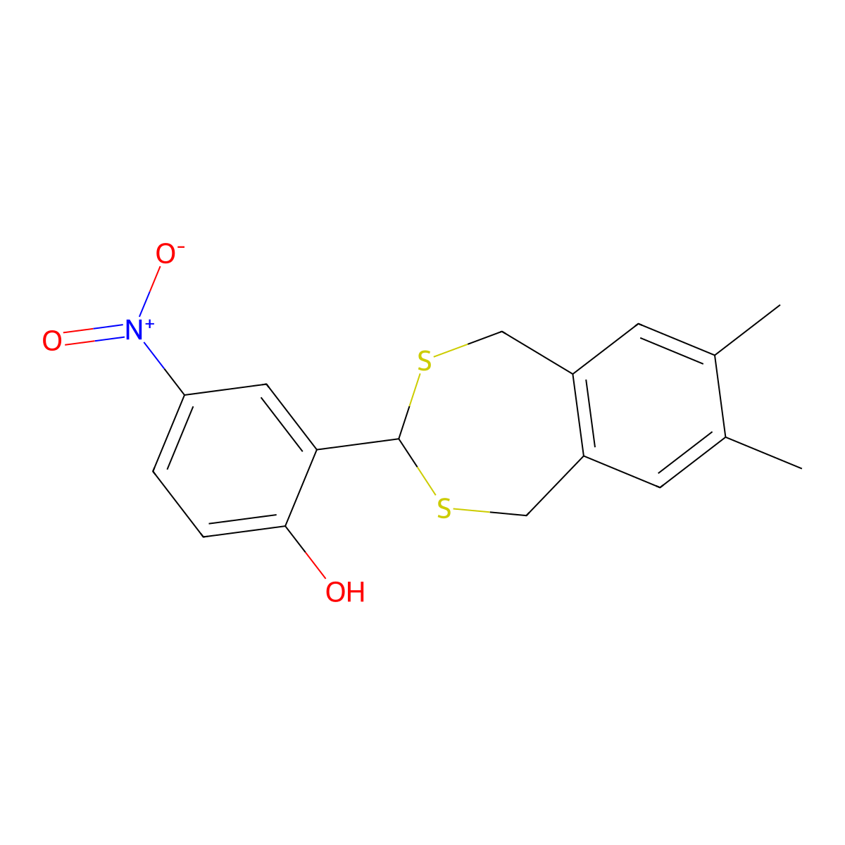 2-(7,8-Dimethyl-1,5-dihydro-2,4-benzodithiepin-3-yl)-4-nitrophenol molecular structure, CAS 309286-79-1