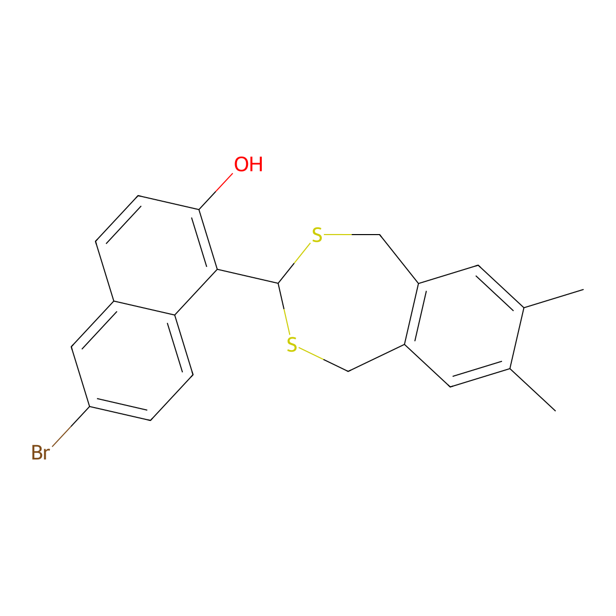 6-Bromo-1-(7,8-dimethyl-1,5-dihydro-2,4-benzodithiepin-3-yl)naphthalen-2-ol molecular structure, CAS 309286-83-7