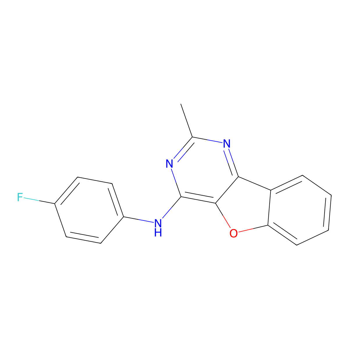 N-(4-fluorophenyl)-2-methyl-[1]benzofuro[3,2-d]pyrimidin-4-amine molecular structure, CAS 309287-31-8