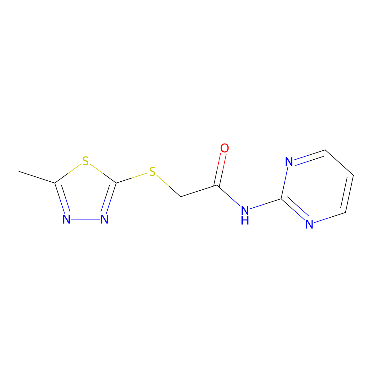 2-[(5-methyl-1,3,4-thiadiazol-2-yl)sulfanyl]-N-(pyrimidin-2-yl)acetamide molecular structure, CAS 309287-50-1