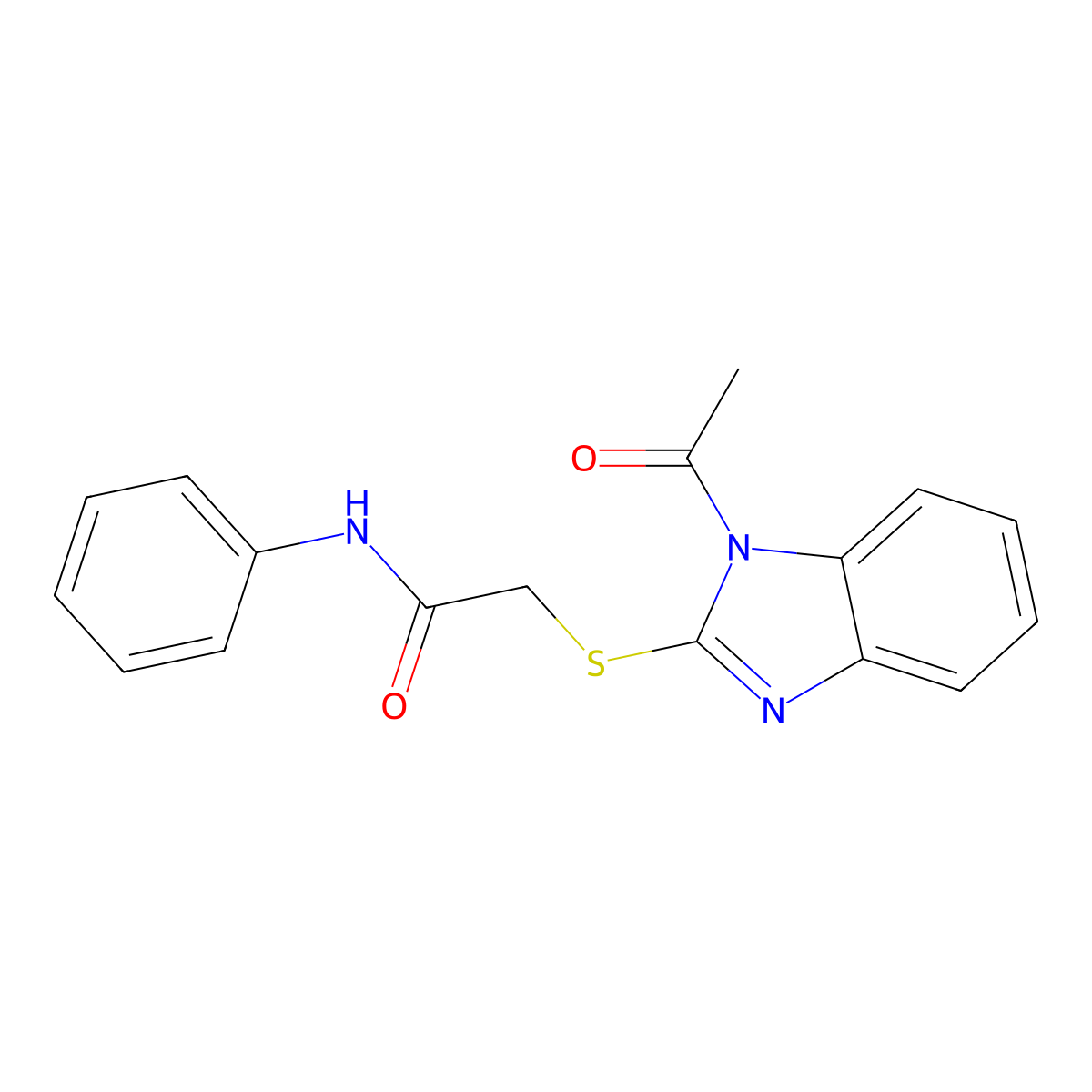 2-(1-acetylbenzimidazol-2-yl)sulfanyl-N-phenylacetamide molecular structure, CAS 309287-64-7