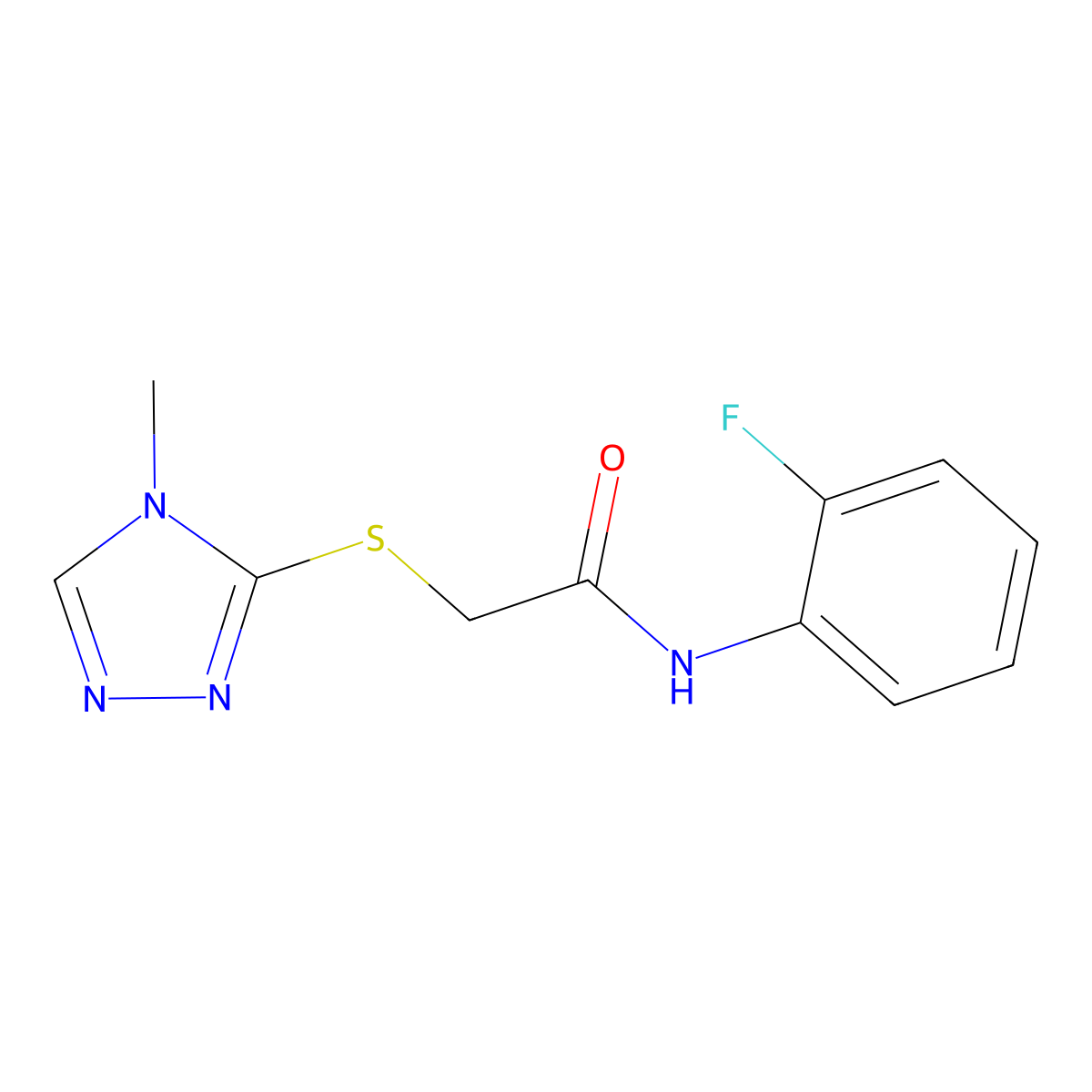 N-(2-fluorophenyl)-2-[(4-methyl-4H-1,2,4-triazol-3-yl)sulfanyl]acetamide molecular structure, CAS 309288-15-1