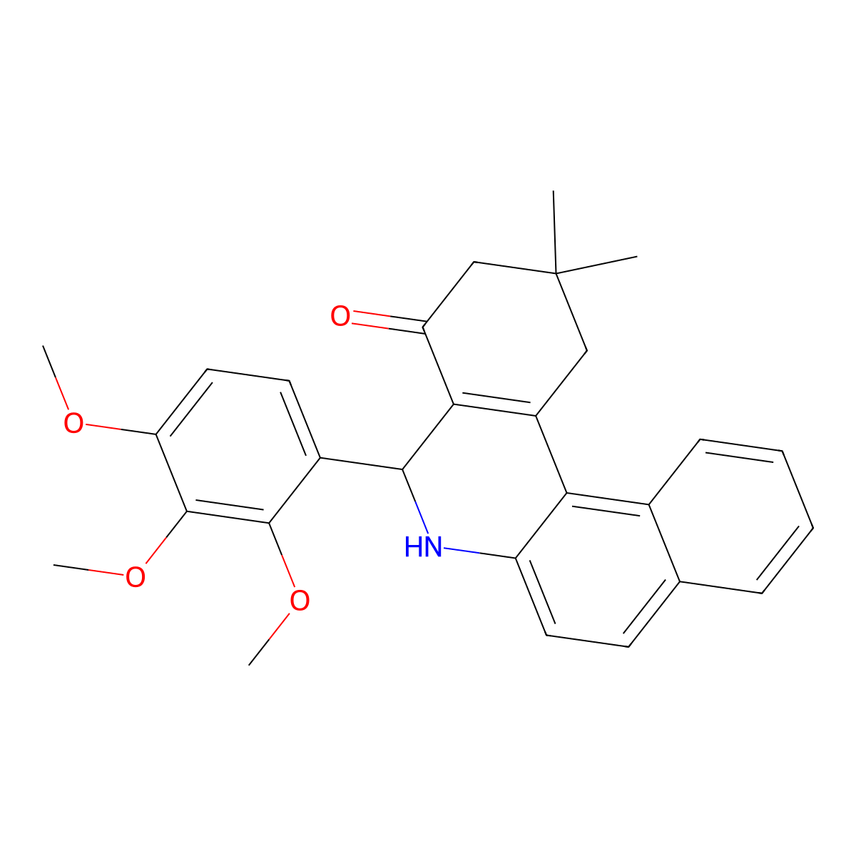 2,2-dimethyl-5-(2,3,4-trimethoxyphenyl)-2,3,5,6-tetrahydrobenzo[a]phenanthridin-4(1H)-one molecular structure, CAS 309288-17-3