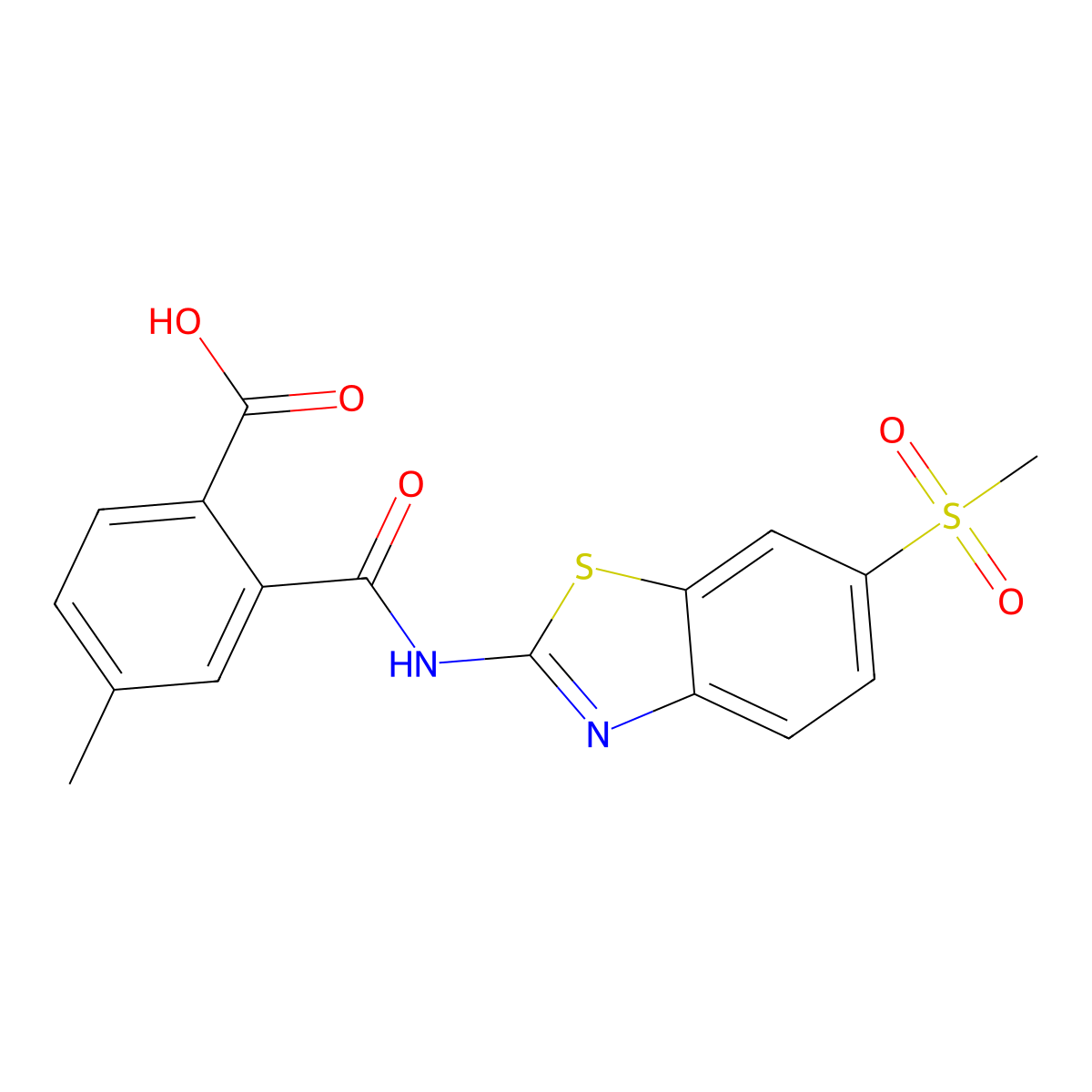 N-(6-Methanesulfonyl-benzothiazol-2-yl)-4-methyl-phthalamic acid molecular structure, CAS 309288-91-3