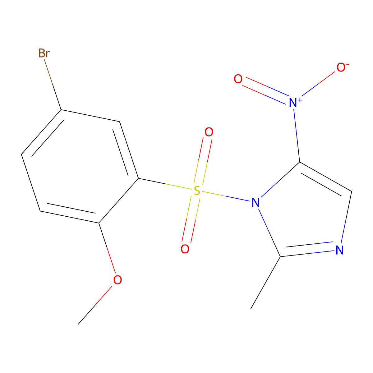 1-(5-Bromo-2-methoxyphenyl)sulfonyl-2-methyl-5-nitroimidazole molecular structure, CAS 309289-05-2