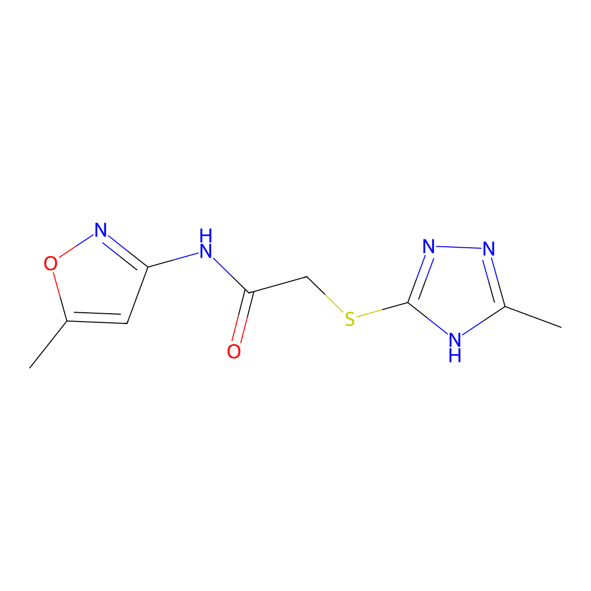 N-(5-methyl-1,2-oxazol-3-yl)-2-[(5-methyl-4H-1,2,4-triazol-3-yl)sulfanyl]acetamide molecular structure, CAS 309289-13-2
