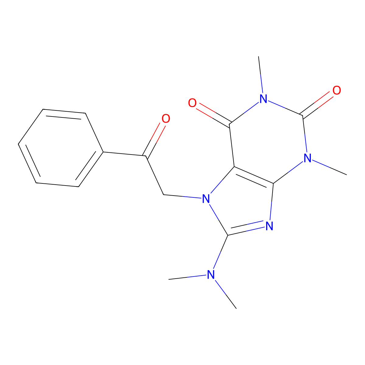 8-(Dimethylamino)-1,3-dimethyl-7-phenacylpurine-2,6-dione molecular structure, CAS 309289-93-8
