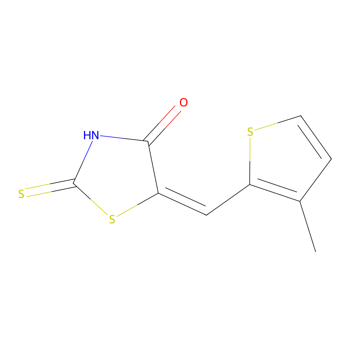 (5E)-2-mercapto-5-[(3-methyl-2-thienyl)methylene]-1,3-thiazol-4(5H)-one molecular structure, CAS 309290-77-5