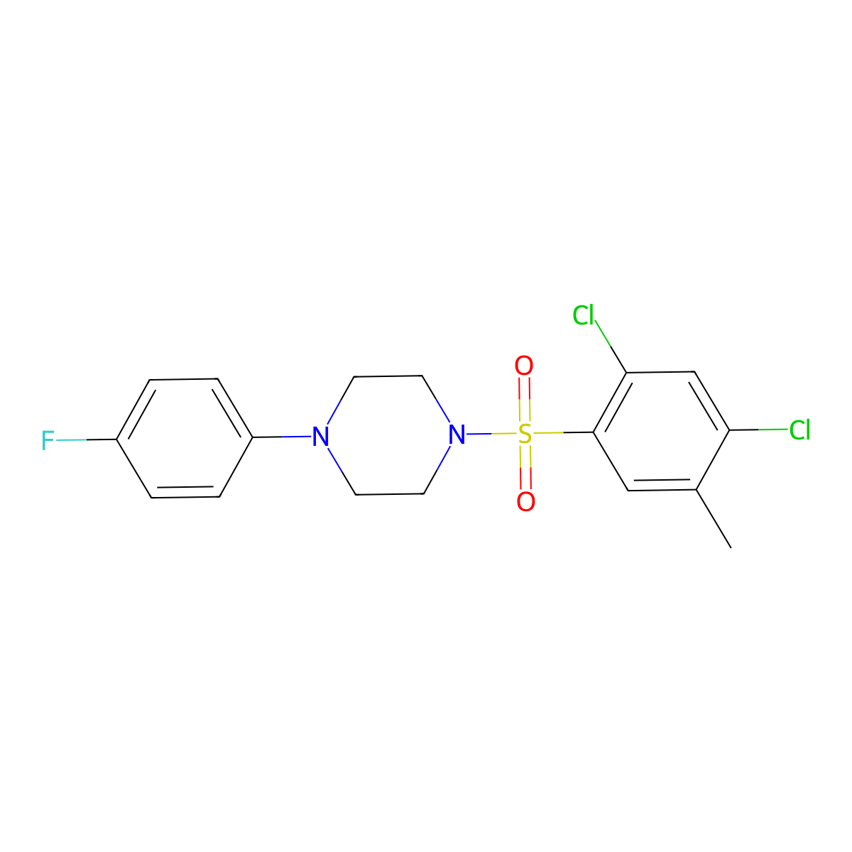 1-[(2,4-Dichloro-5-methylphenyl)sulfonyl]-4-(4-fluorophenyl)piperazine molecular structure, CAS 309291-09-6
