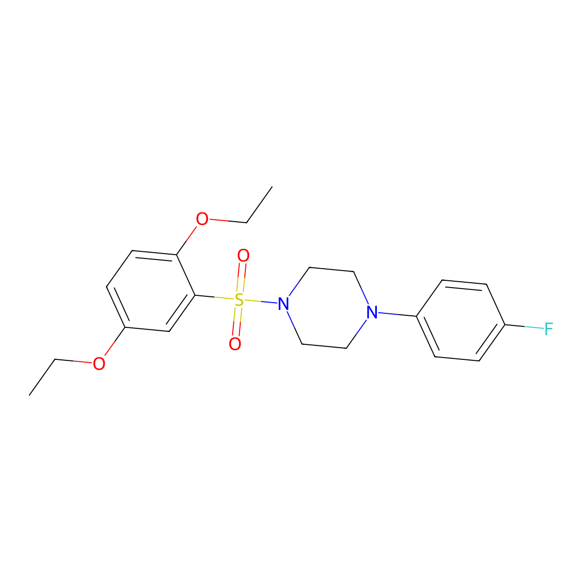 1-[(2,5-Diethoxyphenyl)sulfonyl]-4-(4-fluorophenyl)piperazine molecular structure, CAS 309291-39-2