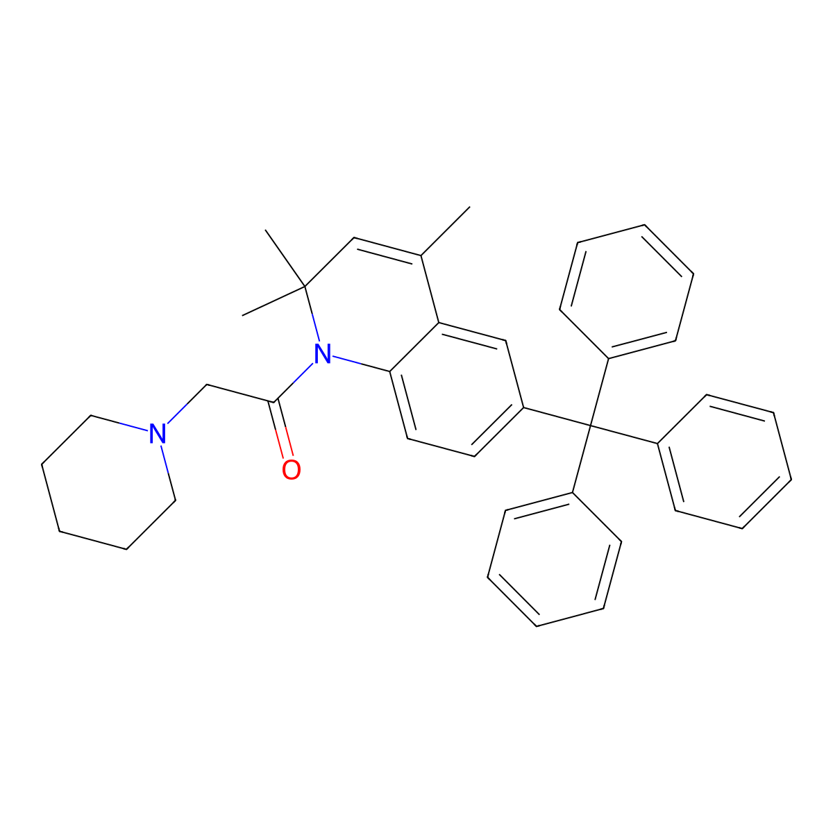 2-(piperidin-1-yl)-1-(2,2,4-trimethyl-6-tritylquinolin-1(2H)-yl)ethanone molecular structure, CAS 309291-44-9