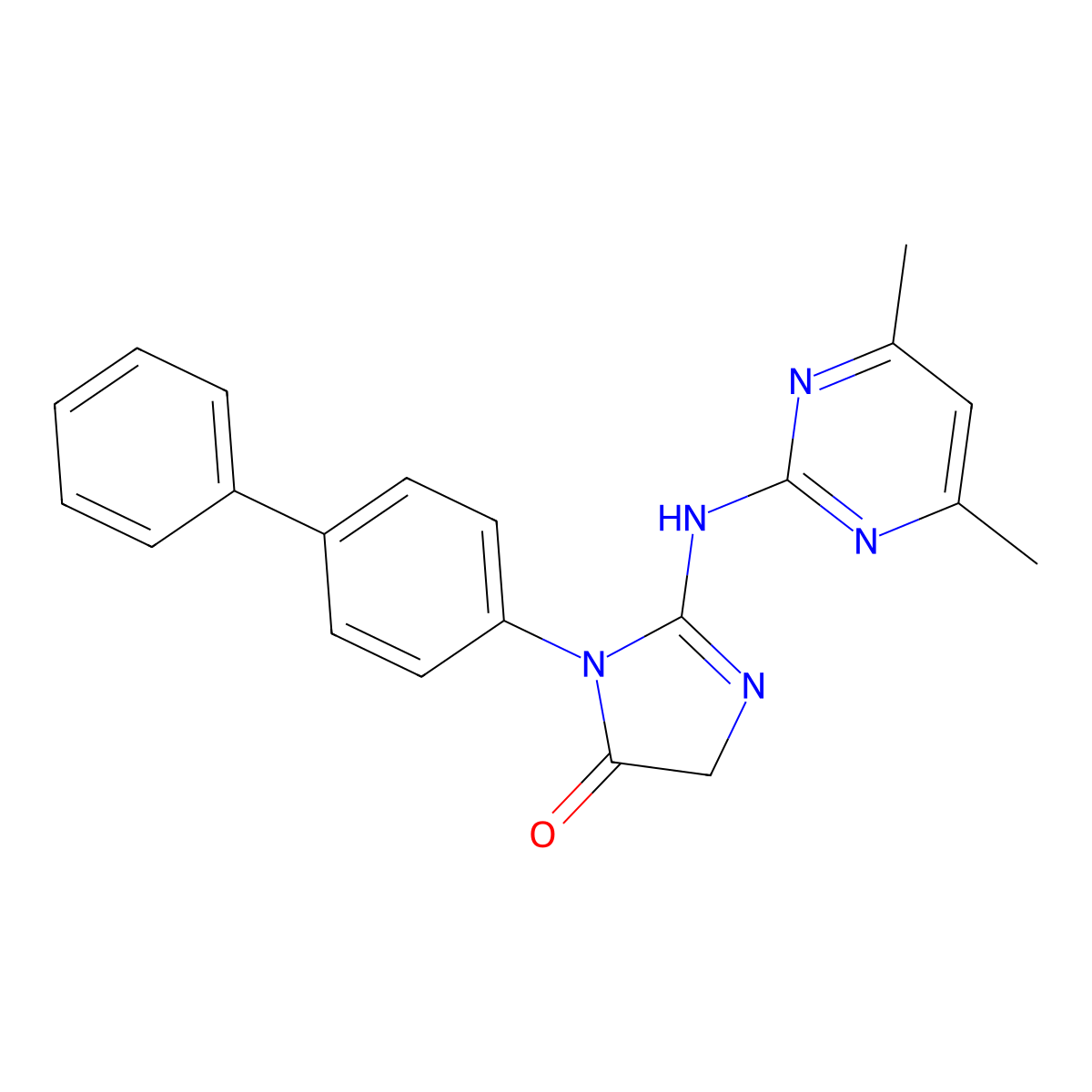 3-(biphenyl-4-yl)-2-[(4,6-dimethylpyrimidin-2-yl)amino]-3,5-dihydro-4H-imidazol-4-one molecular structure, CAS 309291-46-1