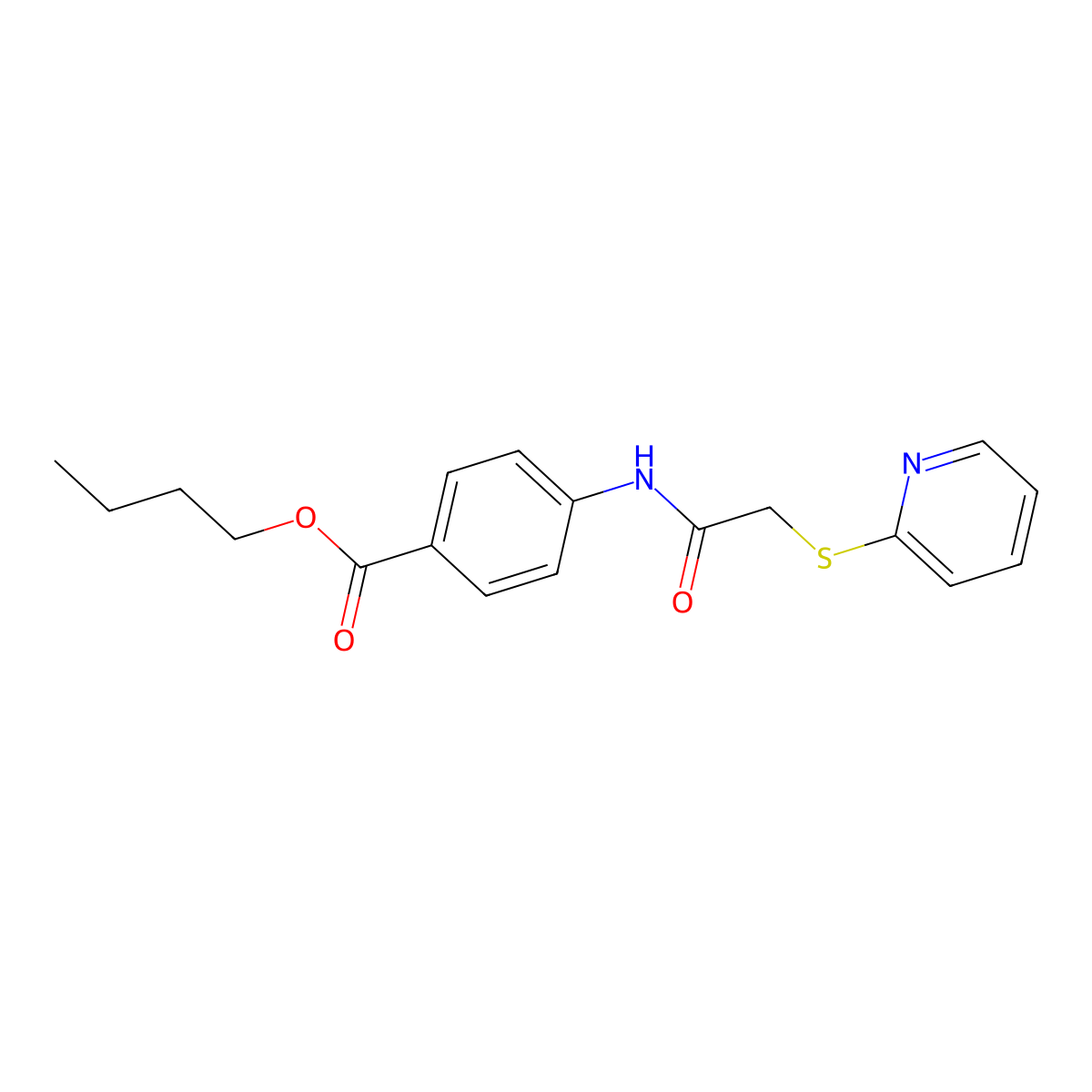 Butyl 4-(2-(2-pyridylthio)acetylamino)benzoate molecular structure, CAS 309292-25-9
