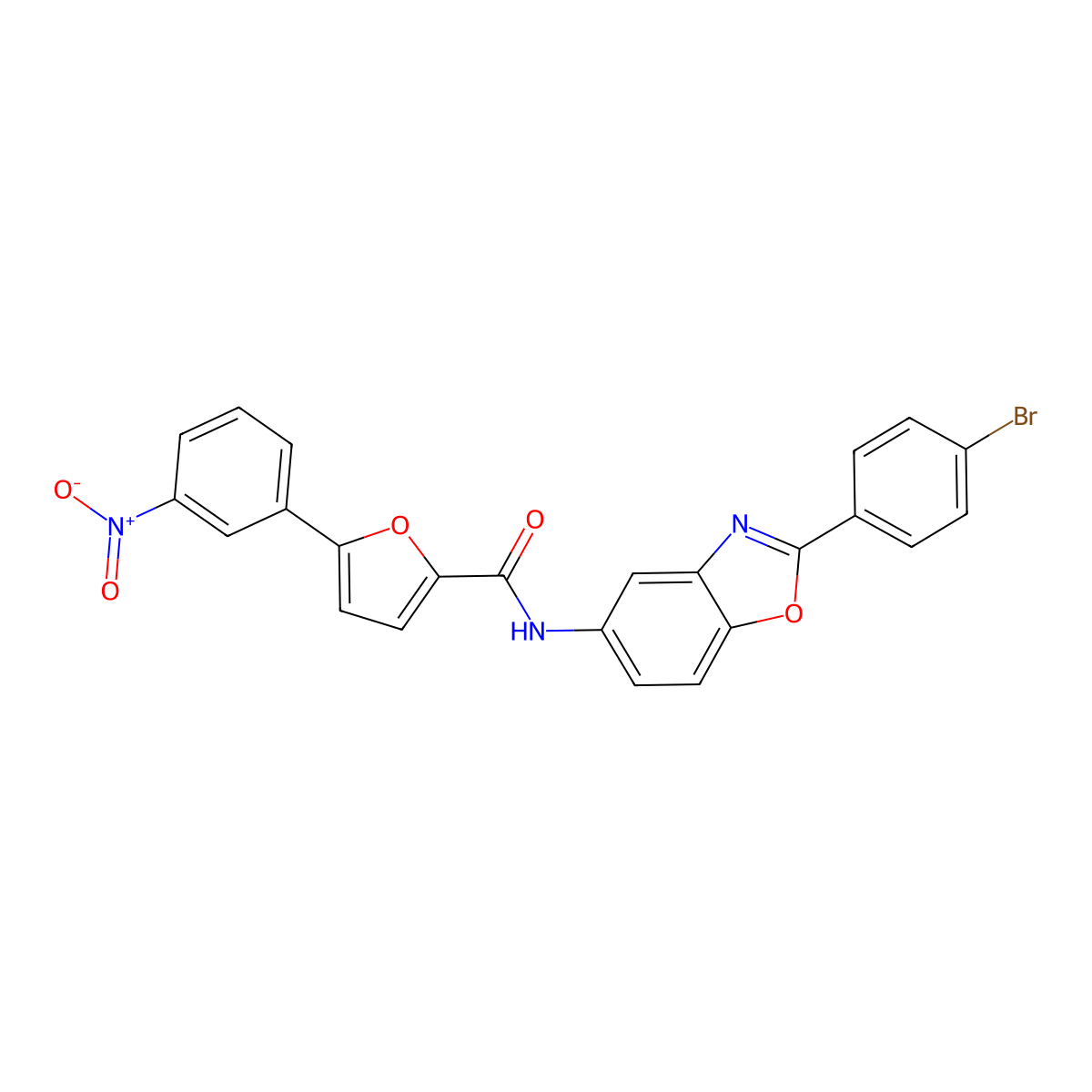 N-[2-(4-bromophenyl)-1,3-benzoxazol-5-yl]-5-(3-nitrophenyl)furan-2-carboxamide molecular structure, CAS 309292-41-9