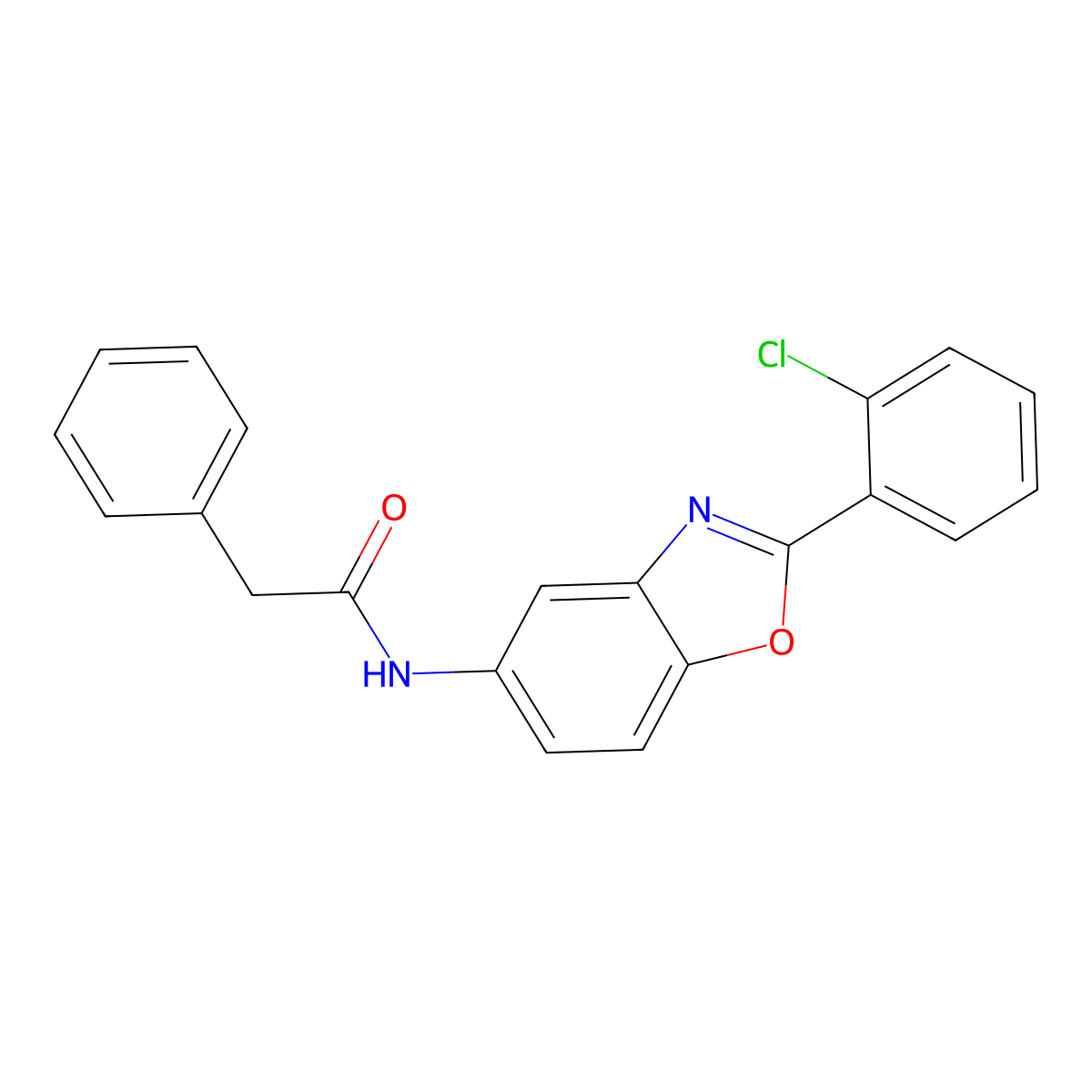 N-[2-(2-chlorophenyl)-1,3-benzoxazol-5-yl]-2-phenylacetamide molecular structure, CAS 309292-63-5