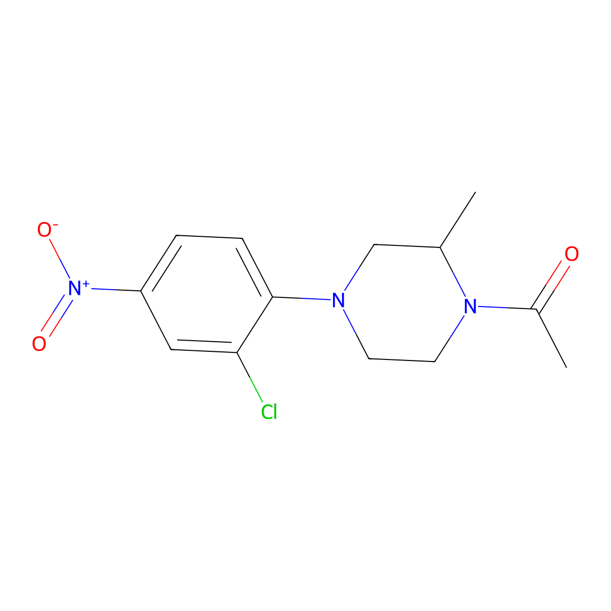 1-[4-(2-Chloro-4-nitrophenyl)-2-methylpiperazin-1-yl]ethanone molecular structure, CAS 309293-24-1