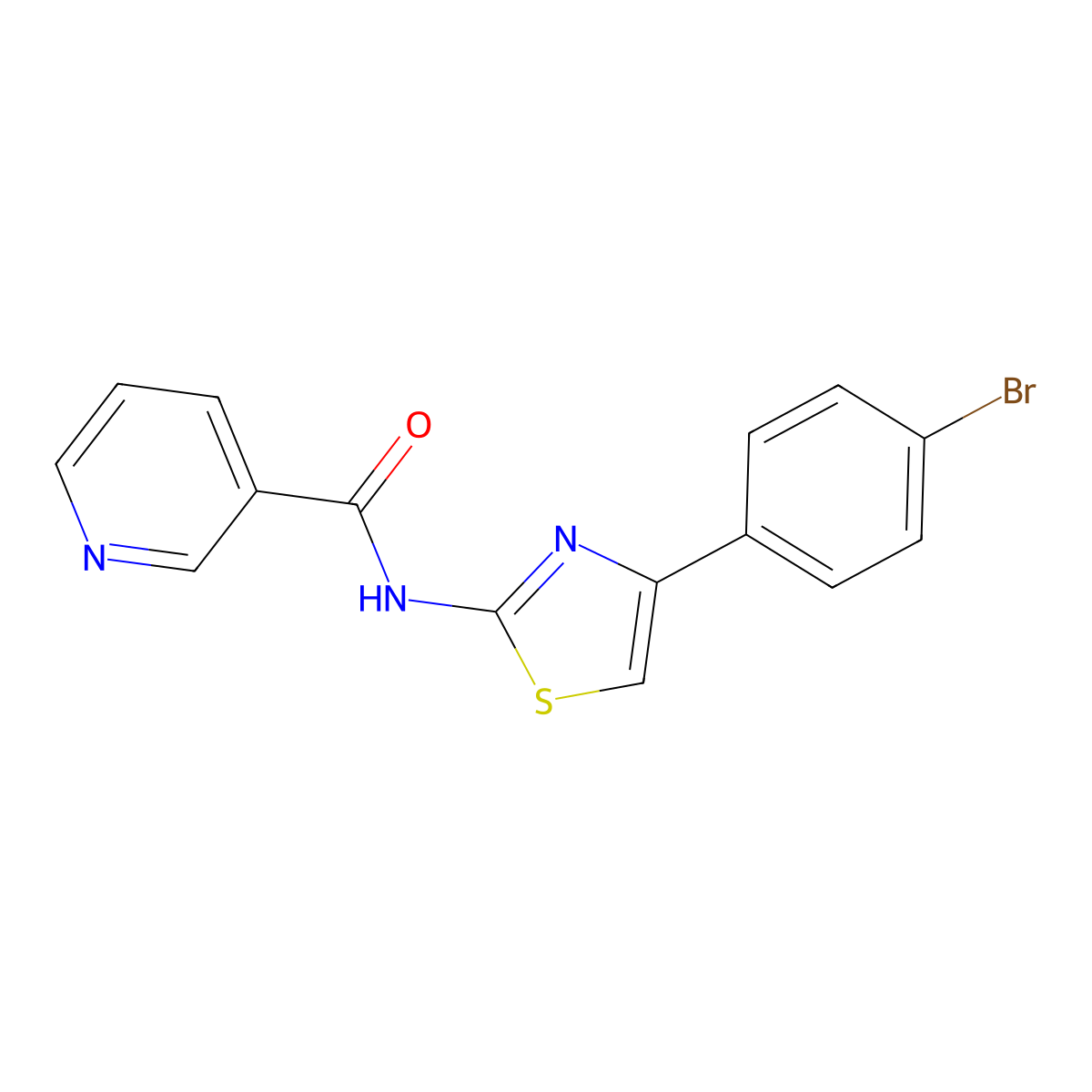 N-(4-(4-bromophenyl)thiazol-2-yl)nicotinamide molecular structure, CAS 309293-36-5