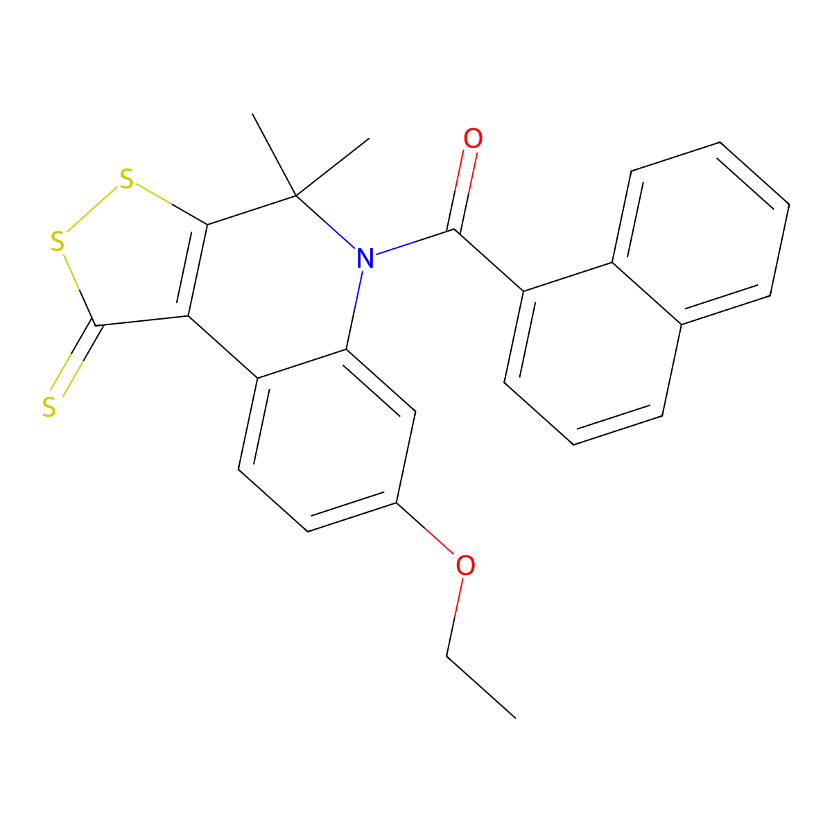 (7-Ethoxy-4,4-dimethyl-1-sulfanylidenedithiolo[3,4-c]quinolin-5-yl)-naphthalen-1-ylmethanone molecular structure, CAS 309293-42-3
