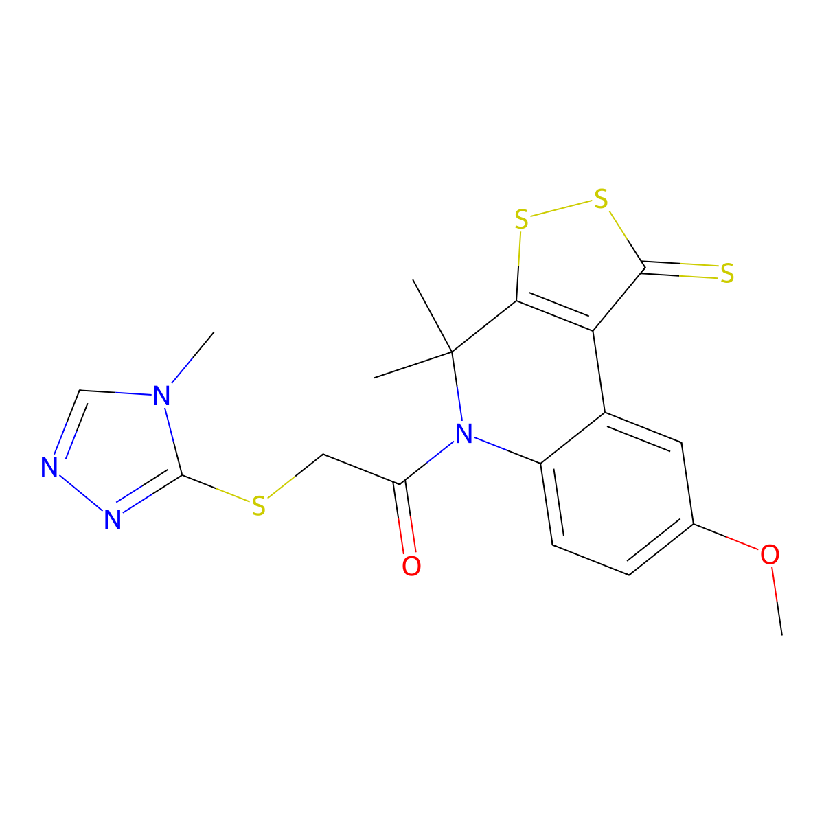 1-(8-methoxy-4,4-dimethyl-1-thioxo-1,4-dihydro-5H-[1,2]dithiolo[3,4-c]quinolin-5-yl)-2-[(4-methyl-4H-1,2,4-triazol-3-yl)sulfanyl]ethanone molecular structure, CAS 309293-54-7