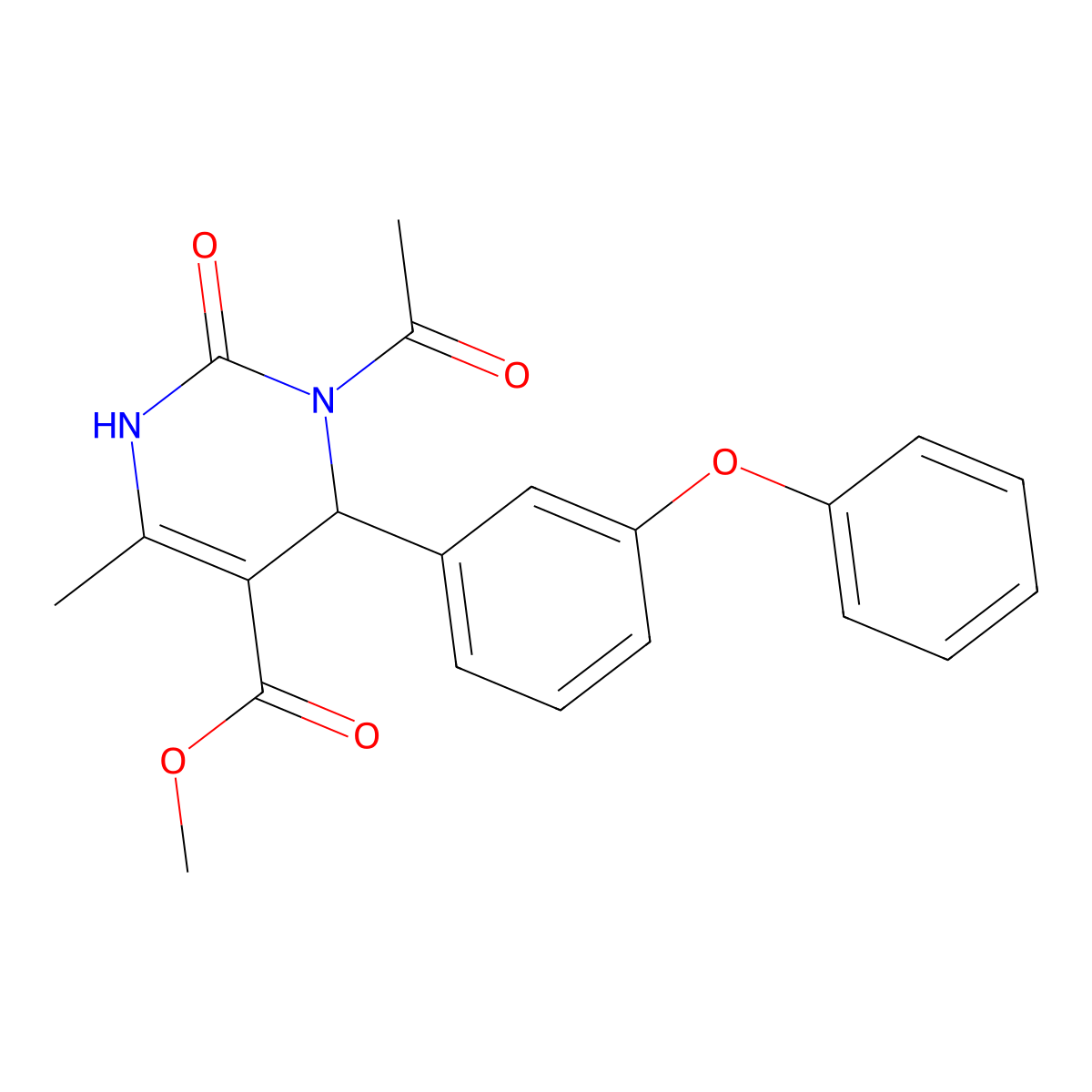 Methyl 3-acetyl-6-methyl-2-oxo-4-(3-phenoxyphenyl)-1,2,3,4-tetrahydropyrimidine-5-carboxylate molecular structure, CAS 309293-61-6