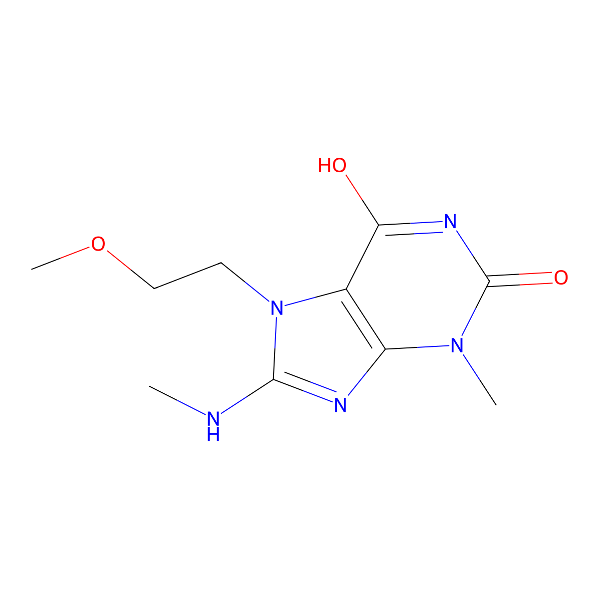 7-(2-Methoxyethyl)-3-methyl-8-(methylamino)purine-2,6-dione molecular structure, CAS 309293-90-1