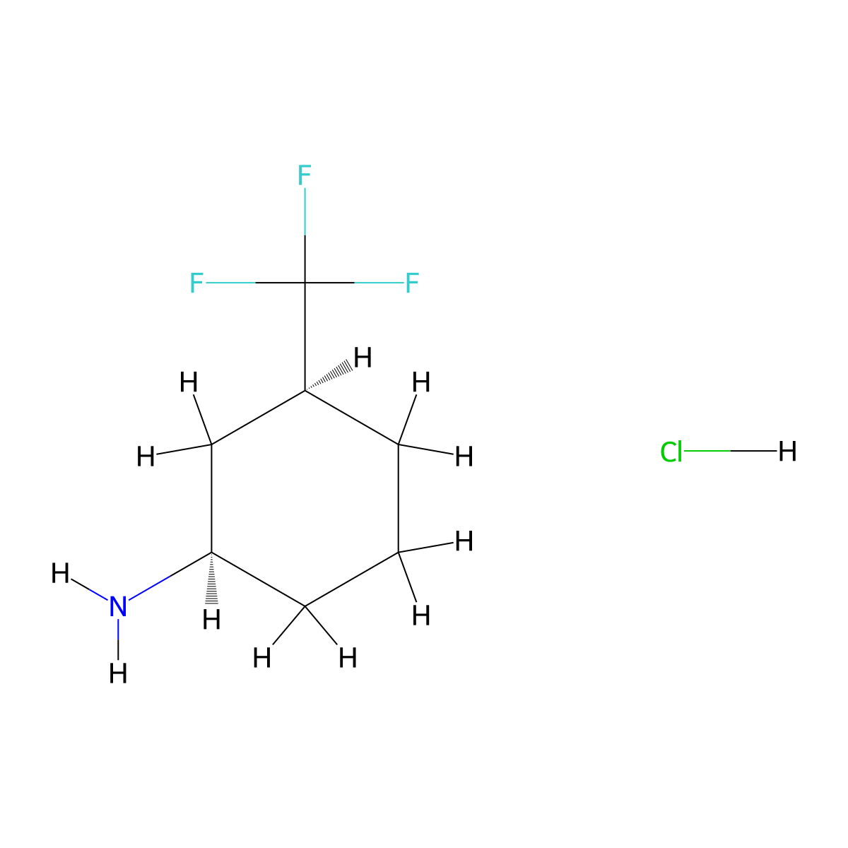 rac-(1R,3S)-3-(trifluoromethyl)cyclohexan-1-amine hydrochloride molecular structure, CAS 30933-74-5