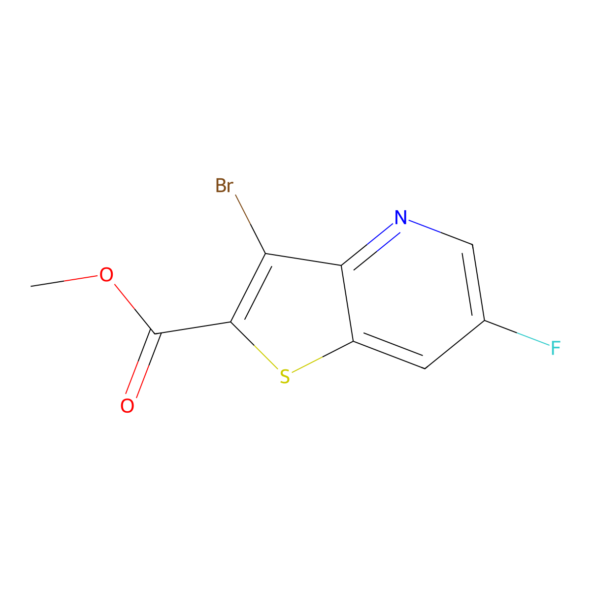 Methyl 3-bromo-6-fluorothieno[3,2-b]pyridine-2-carboxylate molecular structure, CAS 3093570-71-6