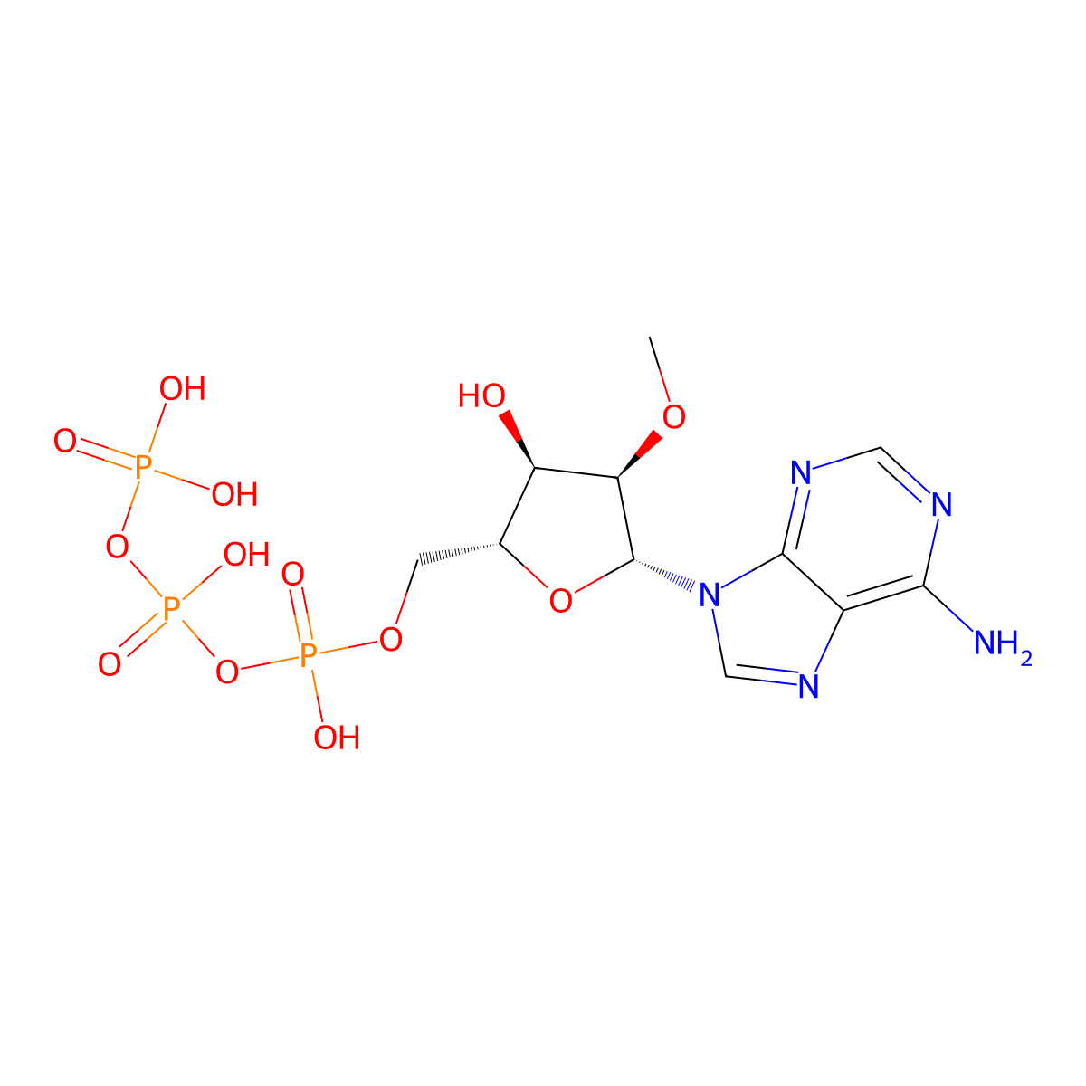 [[(2R,3R,4R,5R)-5-(6-aminopurin-9-yl)-3-hydroxy-4-methoxy-tetrahydrofuran-2-yl]methoxy-hydroxy-phosphoryl] phosphono hydrogen phosphate molecular structure, CAS 30948-06-2