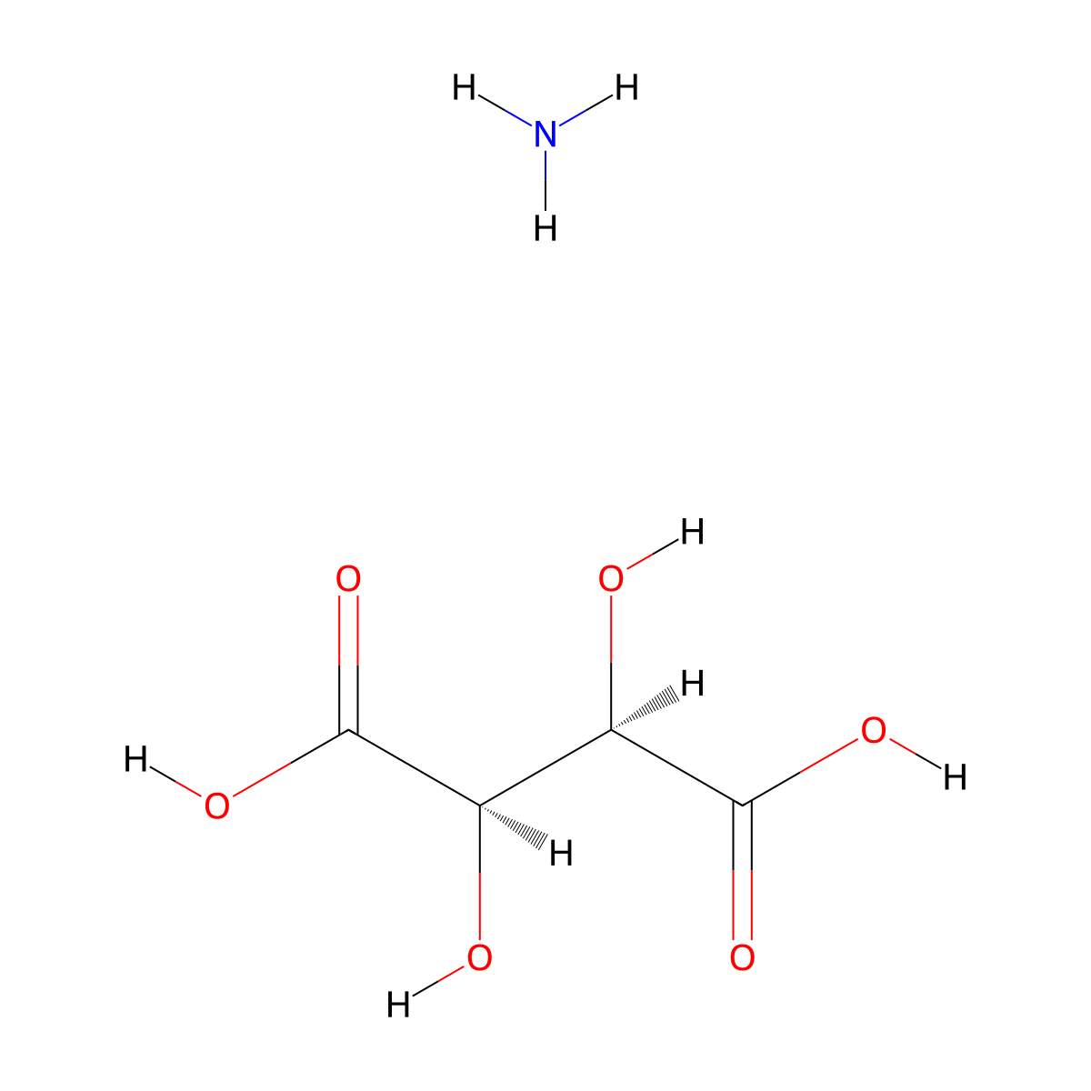 Butanedioic acid, 2,3-dihydroxy-(2R,3R)-, ammonium salt (1:1) molecular structure, CAS 3095-65-6