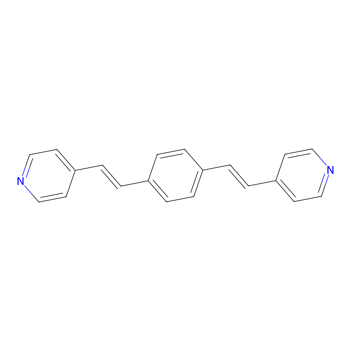 Pyridine, 4,4'-(p-phenylenedivinylene)di- molecular structure, CAS 3095-81-6