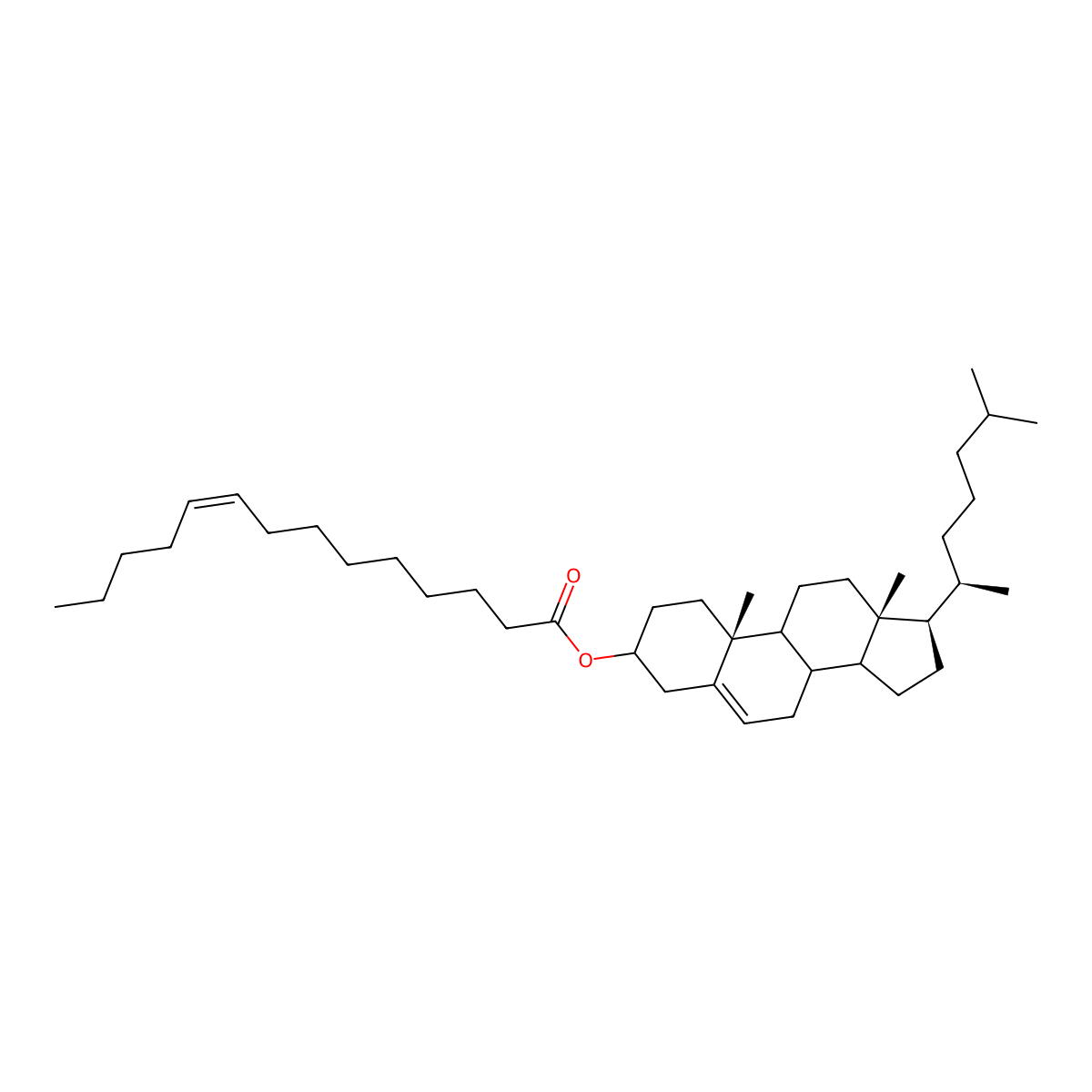 [(10R,13R,17R)-10,13-dimethyl-17-[(2R)-6-methylheptan-2-yl]-2,3,4,7,8,9,11,12,14,15,16,17-dodecahydro-1H-cyclopenta[a]phenanthren-3-yl] (Z)-tetradec-9-enoate molecular structure, CAS 30950-26-6