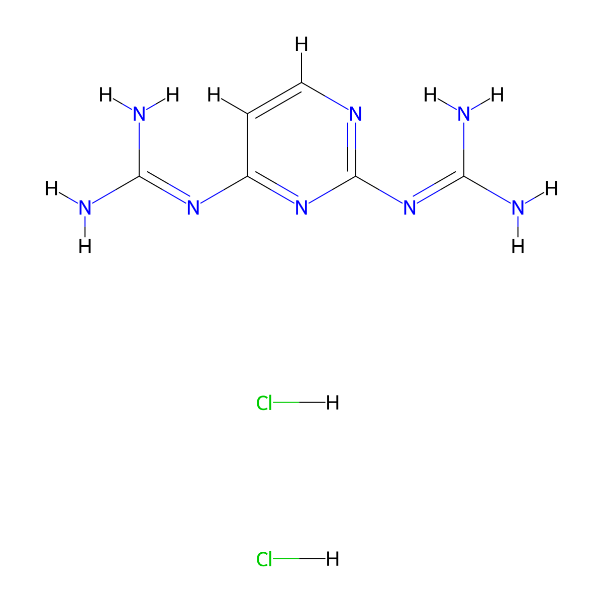Guanidine, 1,1'-(2,4-pyrimidinediyl)di-, dihydrochloride molecular structure, CAS 30953-40-3