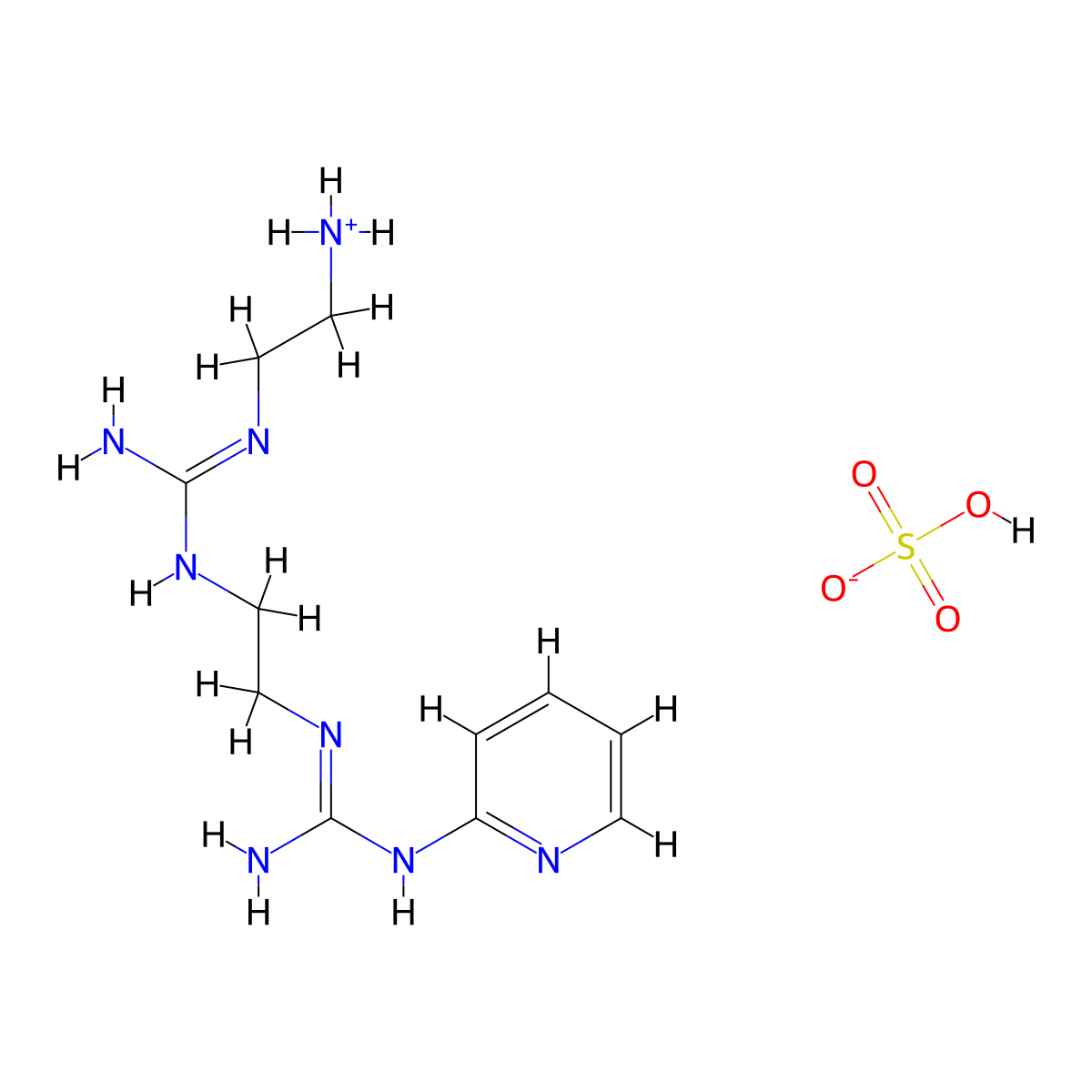 Guanidine, 1-(2-(3-(2-aminoethyl)guanidino)ethyl)-3-(2-pyridyl)-, sulfate molecular structure, CAS 30953-42-5