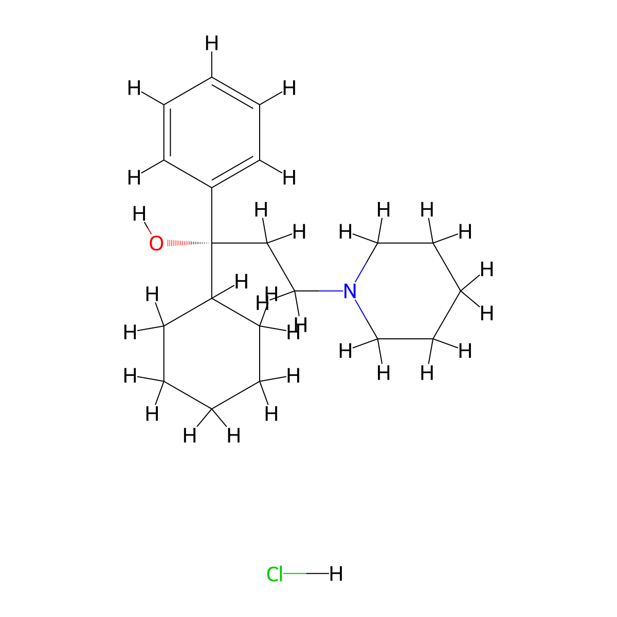 Trihexyphenidyl hydrochloride, (R)- molecular structure, CAS 30953-85-6