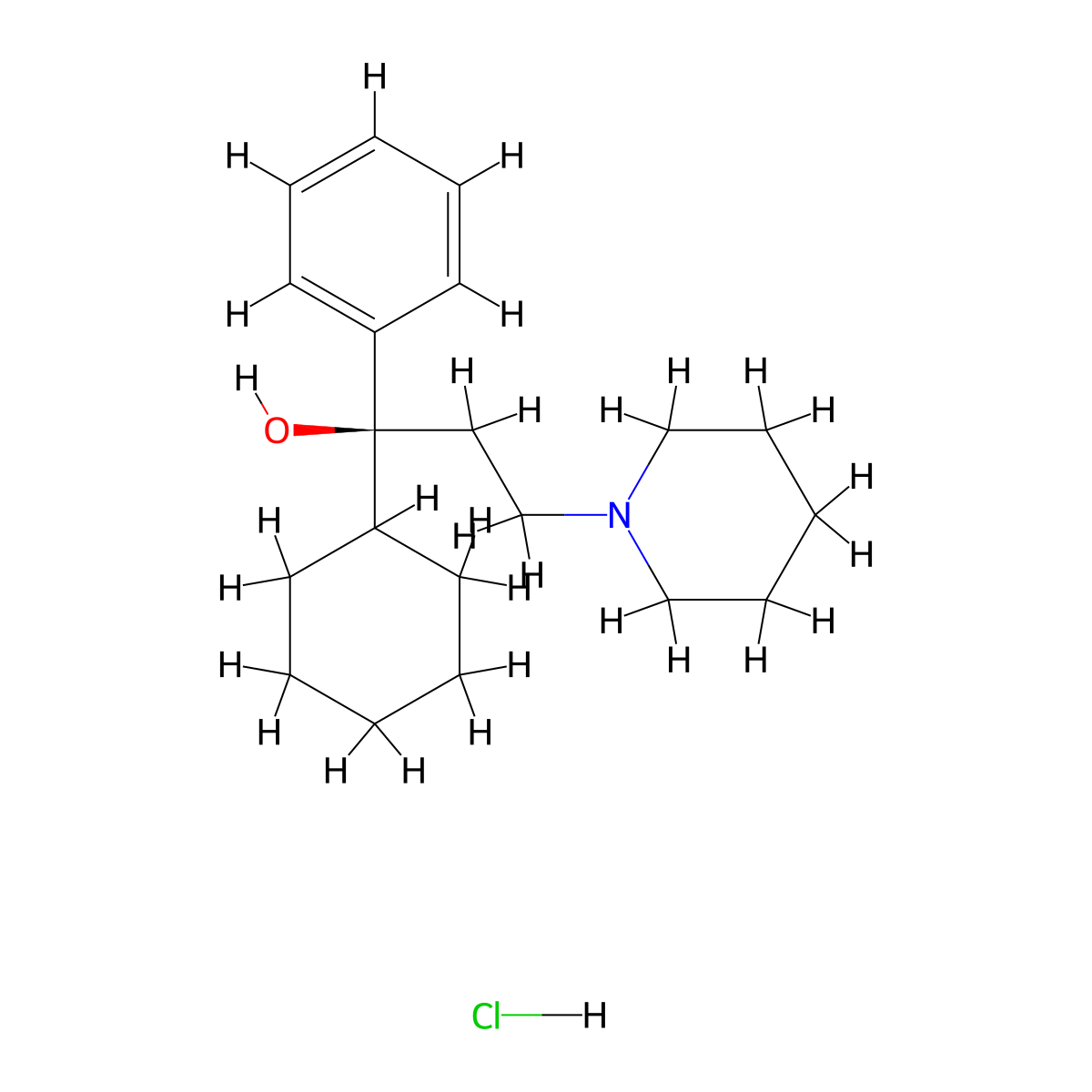 Trihexyphenidyl hydrochloride, (S)- molecular structure, CAS 30953-86-7