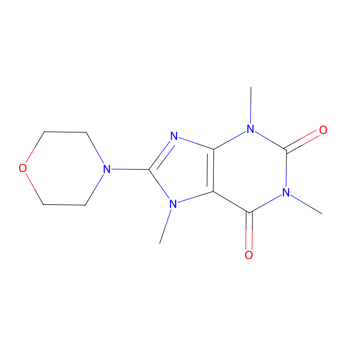 Caffeine, 8-morpholino- molecular structure, CAS 30958-52-2