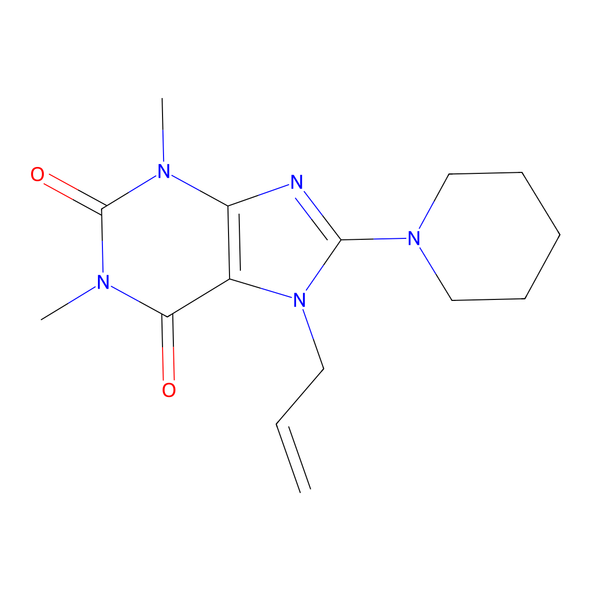 1,3-Dimethyl-8-piperidin-1-yl-7-prop-2-enylpurine-2,6-dione molecular structure, CAS 30958-62-4