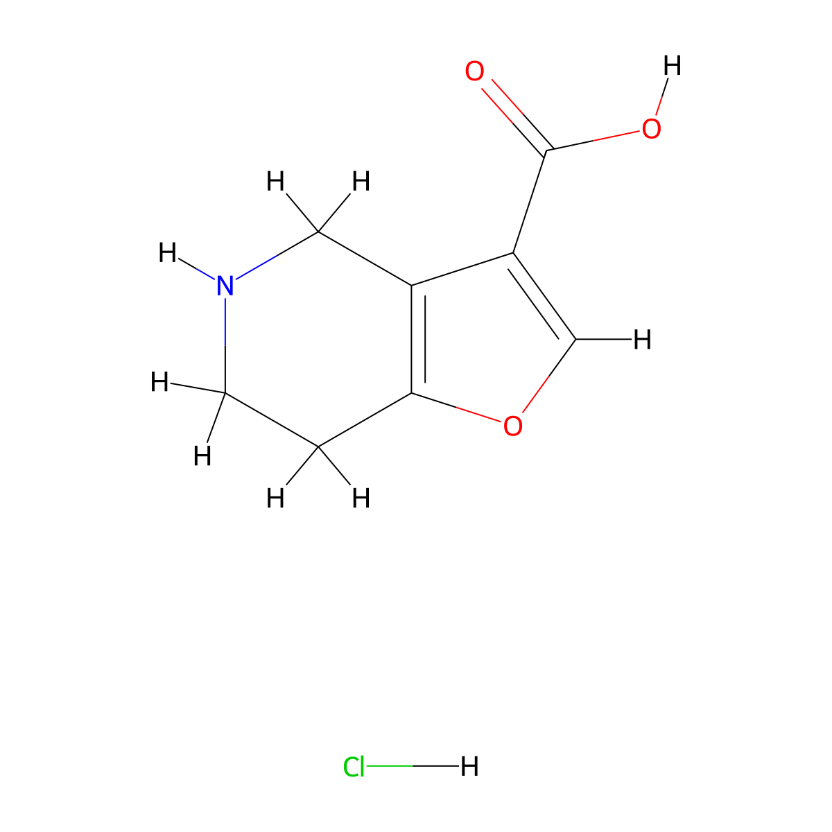 4H,5H,6H,7H-furo[3,2-c]pyridine-3-carboxylic acid hydrochloride molecular structure, CAS 3095866-68-2