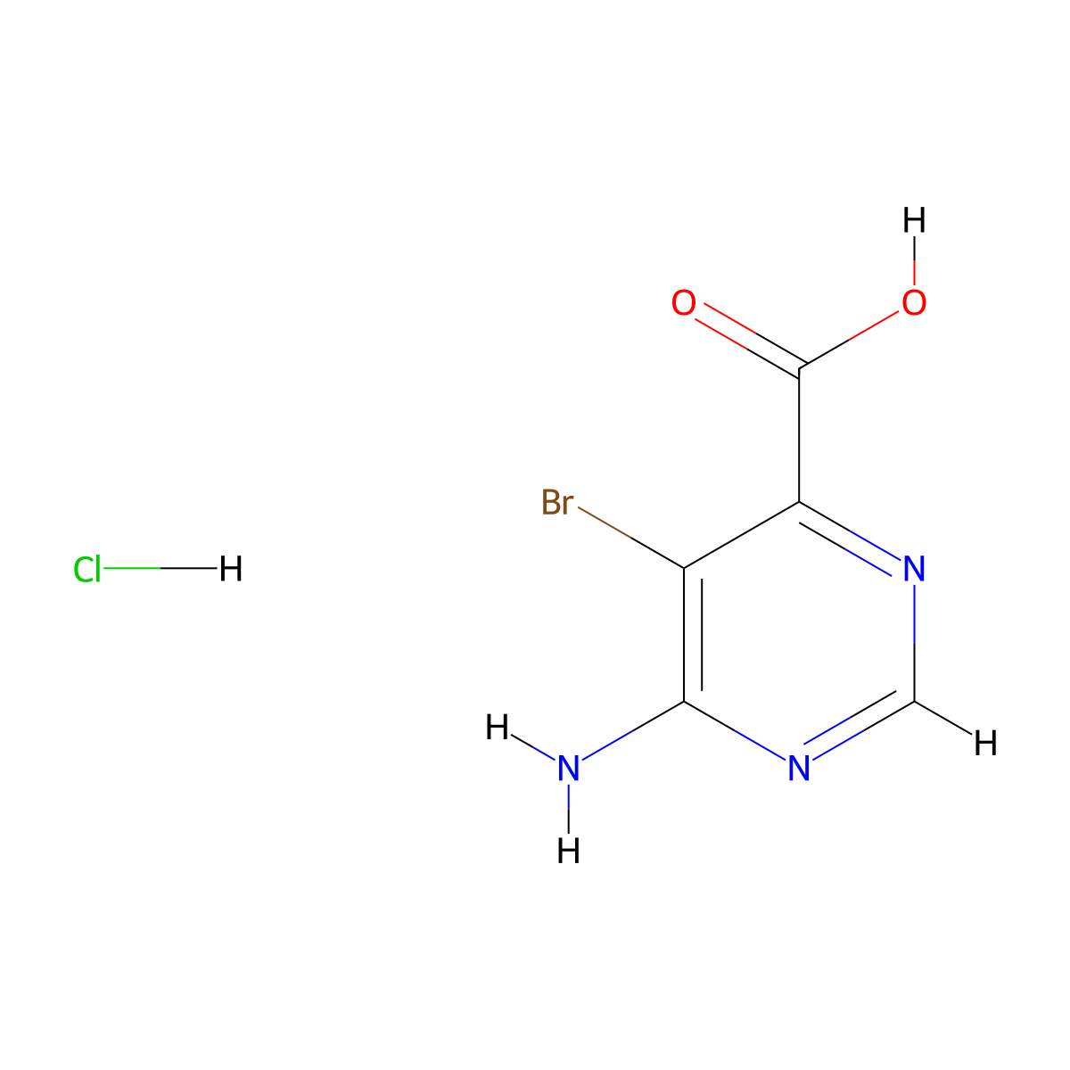6-Amino-5-bromopyrimidine-4-carboxylic acid hydrochloride molecular structure, CAS 3096267-50-1