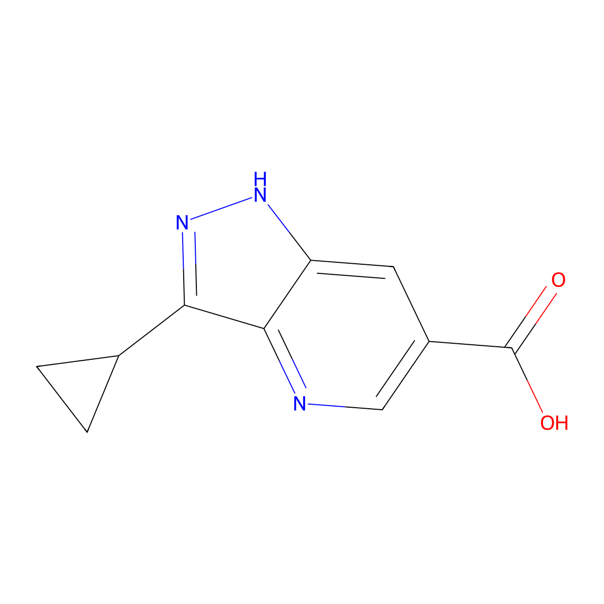 3-cyclopropyl-1H-pyrazolo[4,3-b]pyridine-6-carboxylic acid molecular structure, CAS 3096277-80-1