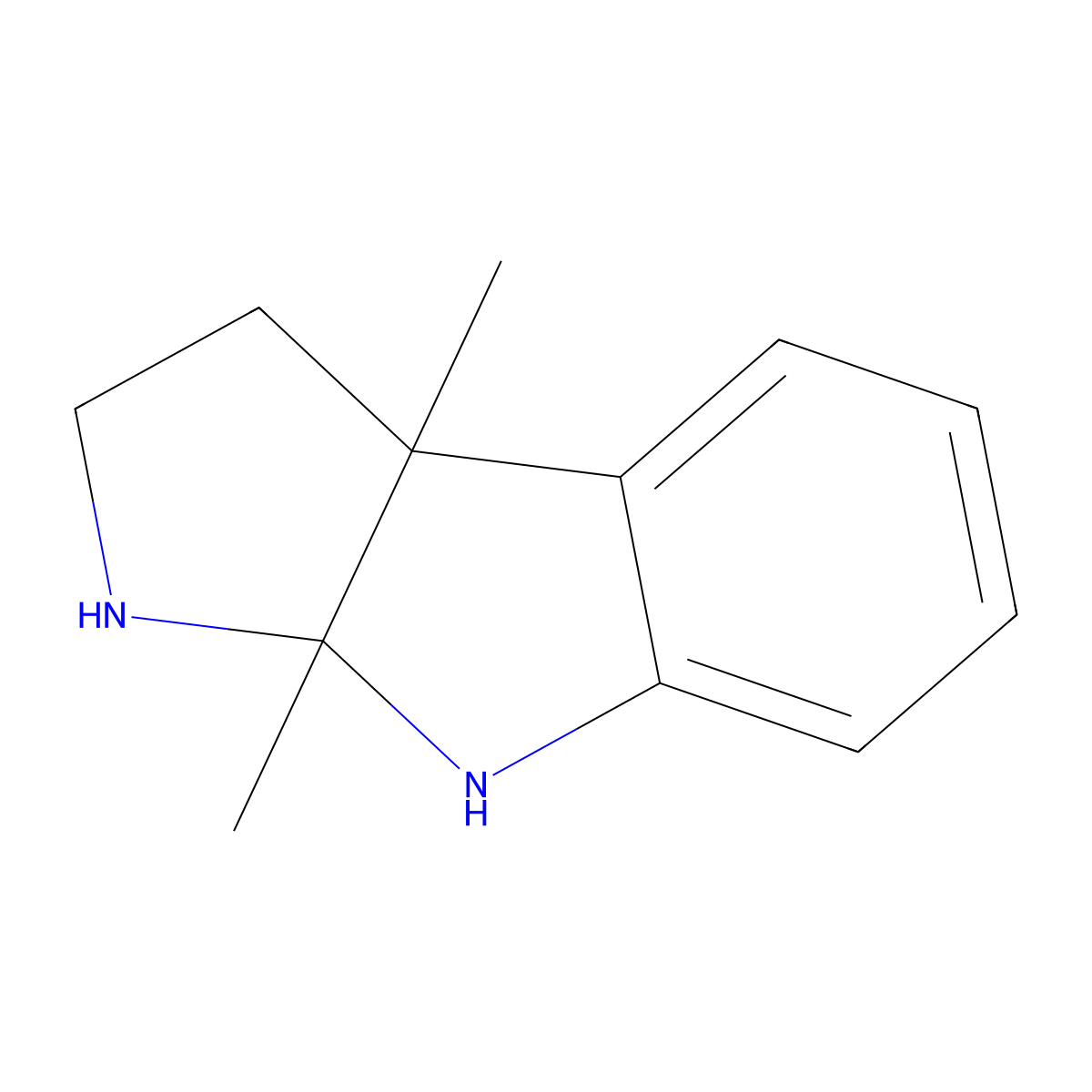 3a,8a-Dimethyl-1,2,3,3a,8,8a-hexahydropyrrolo[2,3-b]indole molecular structure, CAS 30963-49-6