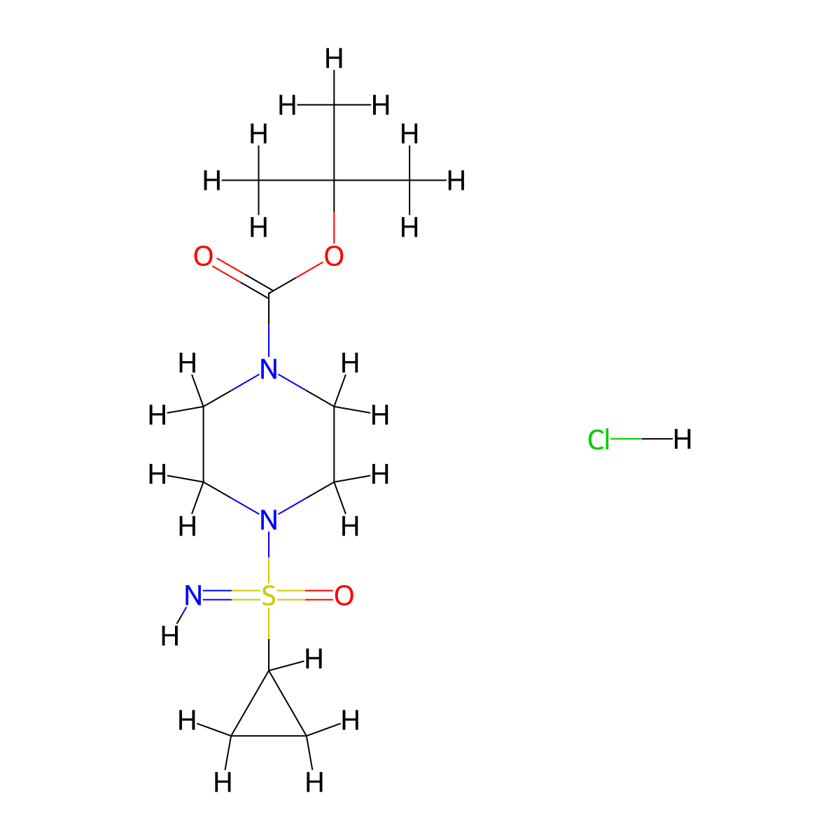 Tert-buty 4-(cyclopropylsulfonimidoyl)piperazine-1-carboxylate;hydrochloride molecular structure, CAS 3096391-07-7