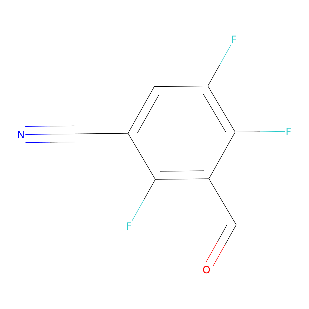 2,4,5-Trifluoro-3-formylbenzonitrile molecular structure, CAS 3096391-13-5